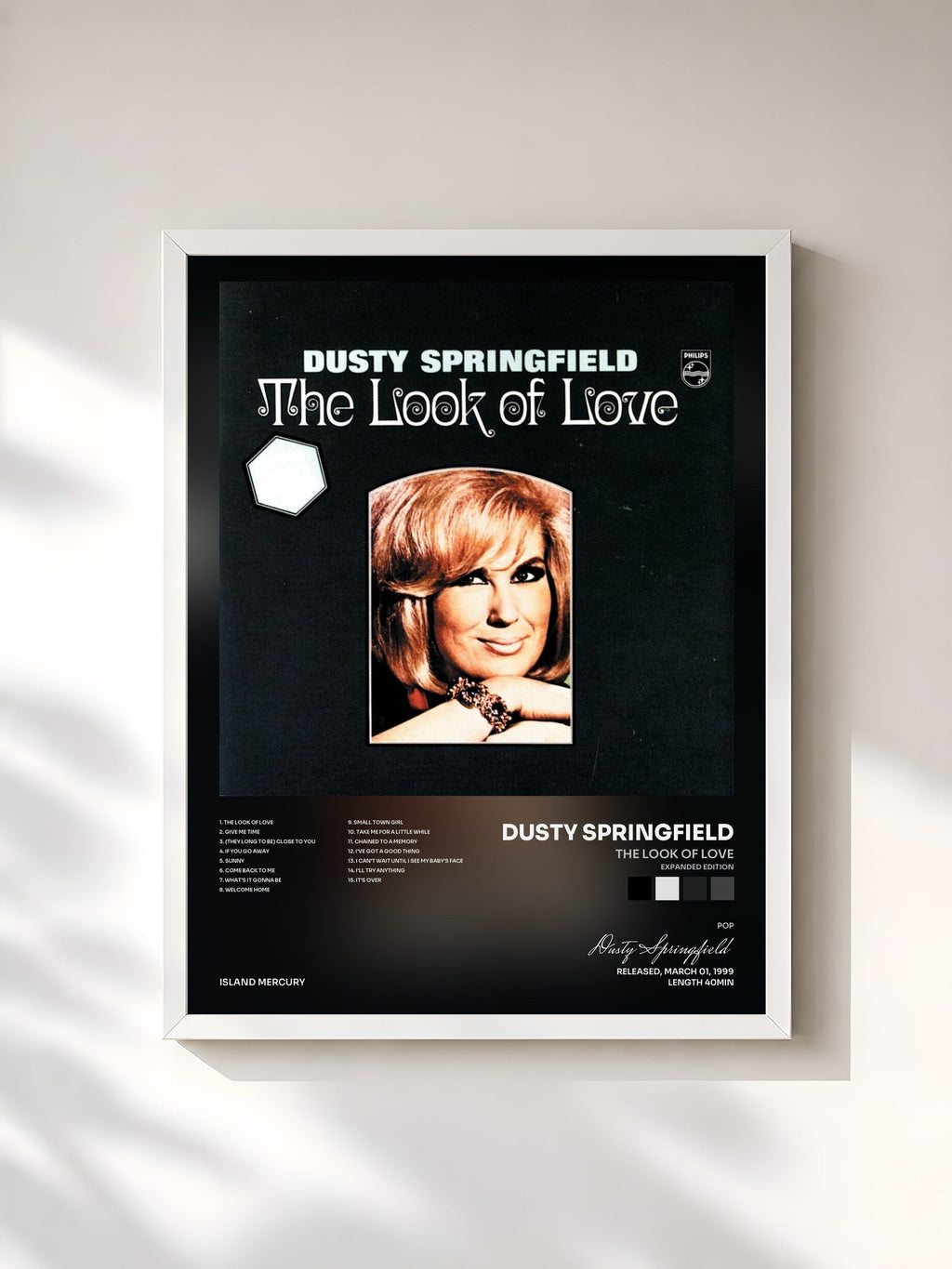 #blanc The Look Of Love (Expanded Edition) di Dusty Springfield in stampa incorniciata, cornice bianca, stampata e incorniciata in Francia