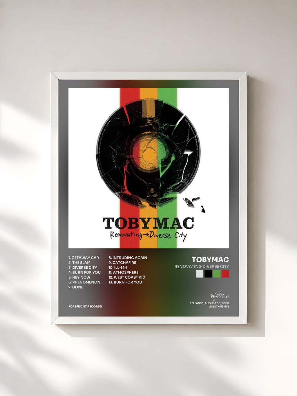 #blanc Renovating Diverse City by tobyMac as a framed art print, white frame, printed and framed in France