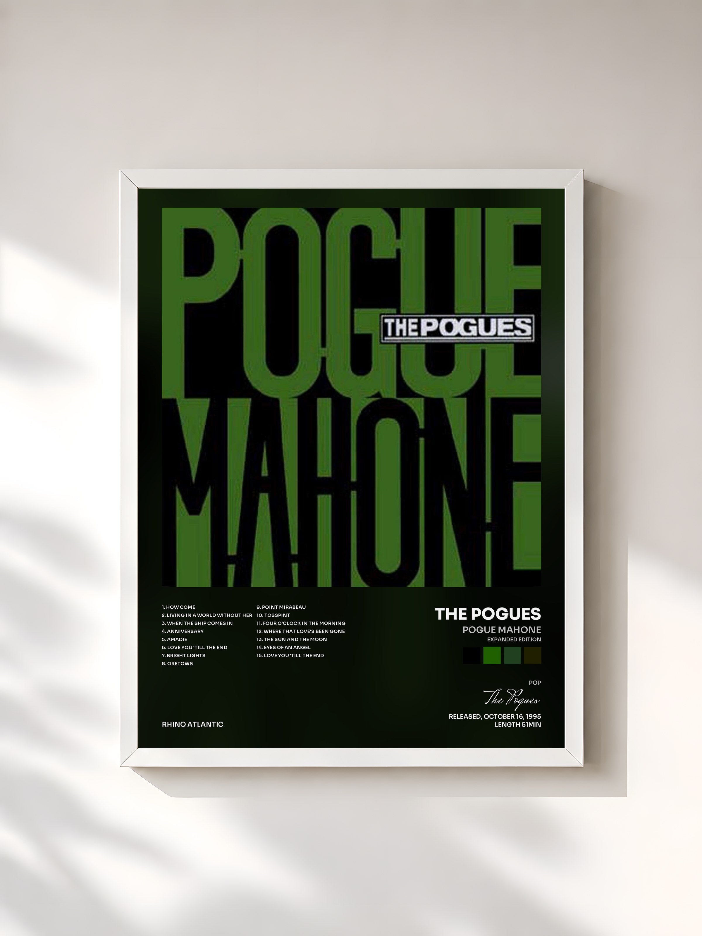 #blanc Tableau de l'album Pogue Mahone (Expanded Edition) de The Pogues, cadre blanc, imprimé et encadré en France