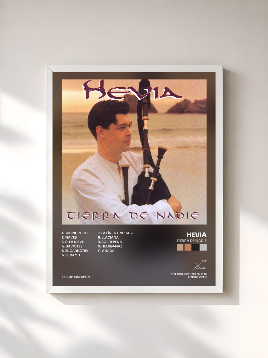 #blanc Tierra De Nadie by Hevia as a framed art print, white frame, printed and framed in France