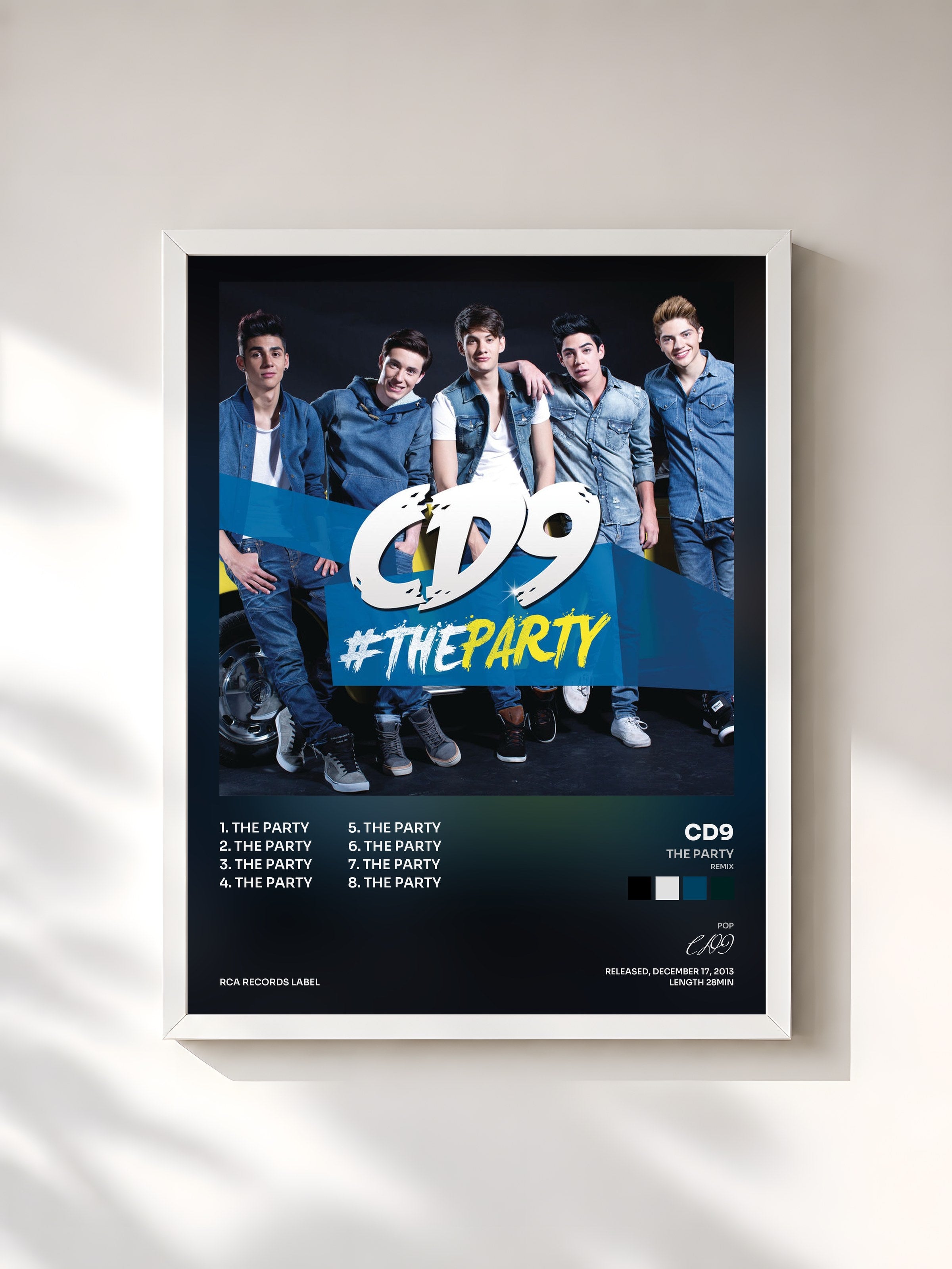 #blanc Tableau de l'album The Party (Remix) de CD9, cadre blanc, imprimé et encadré en France