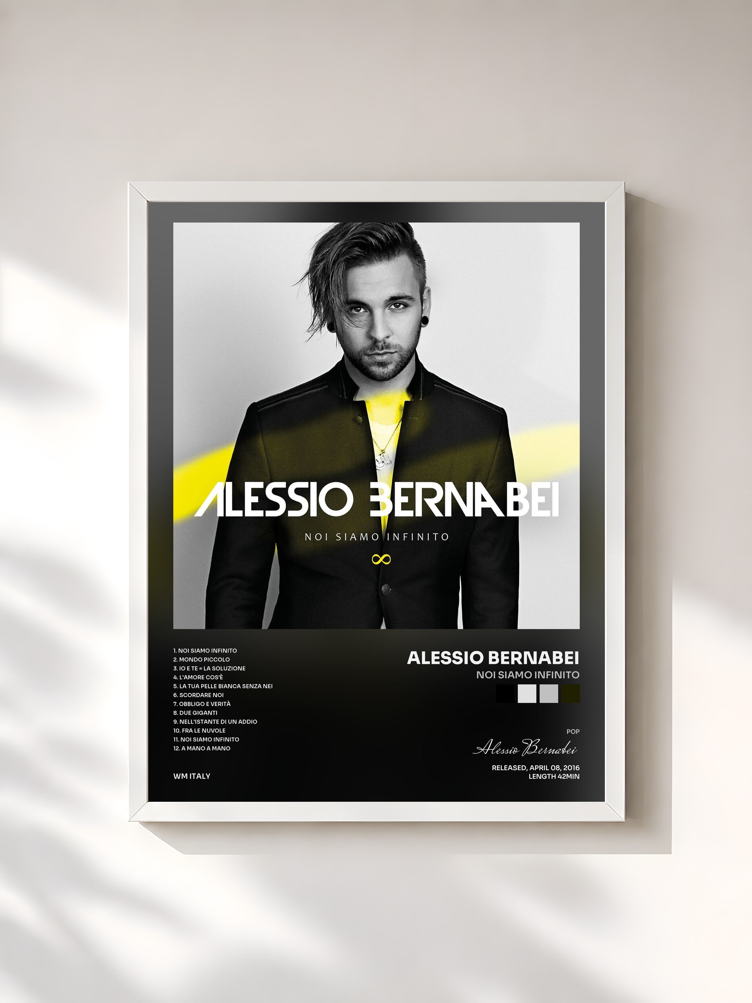 #blanc Tableau de l'album Noi siamo infinito de Alessio Bernabei, cadre blanc, imprimé et encadré en France