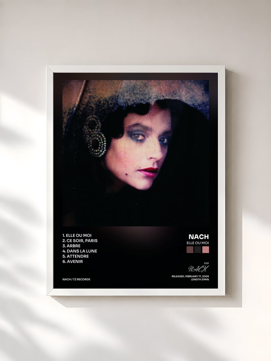 #blanc Elle ou Moi by NACH as a framed art print, white frame, printed and framed in France