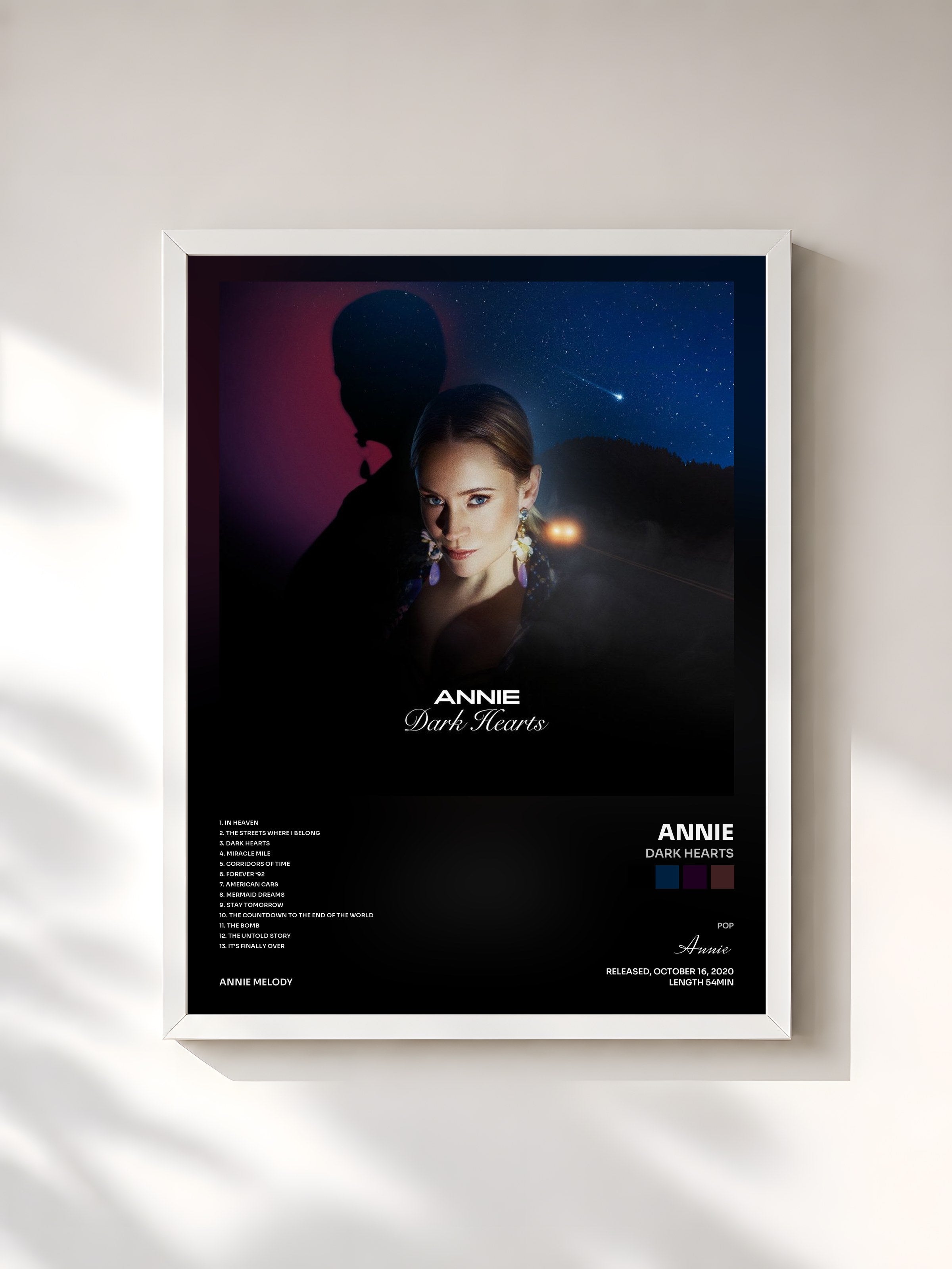 #blanc Tableau de l'album Dark Hearts de Annie, cadre blanc, imprimé et encadré en France