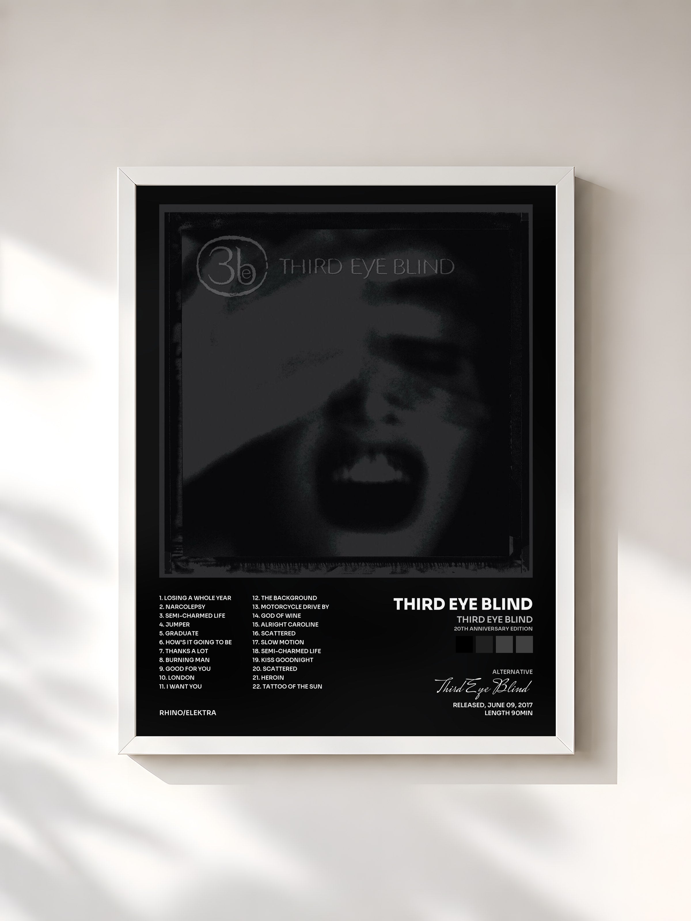 #blanc Tableau de l'album Third Eye Blind (20th Anniversary Edition) de Third Eye Blind, cadre blanc, imprimé et encadré en France
