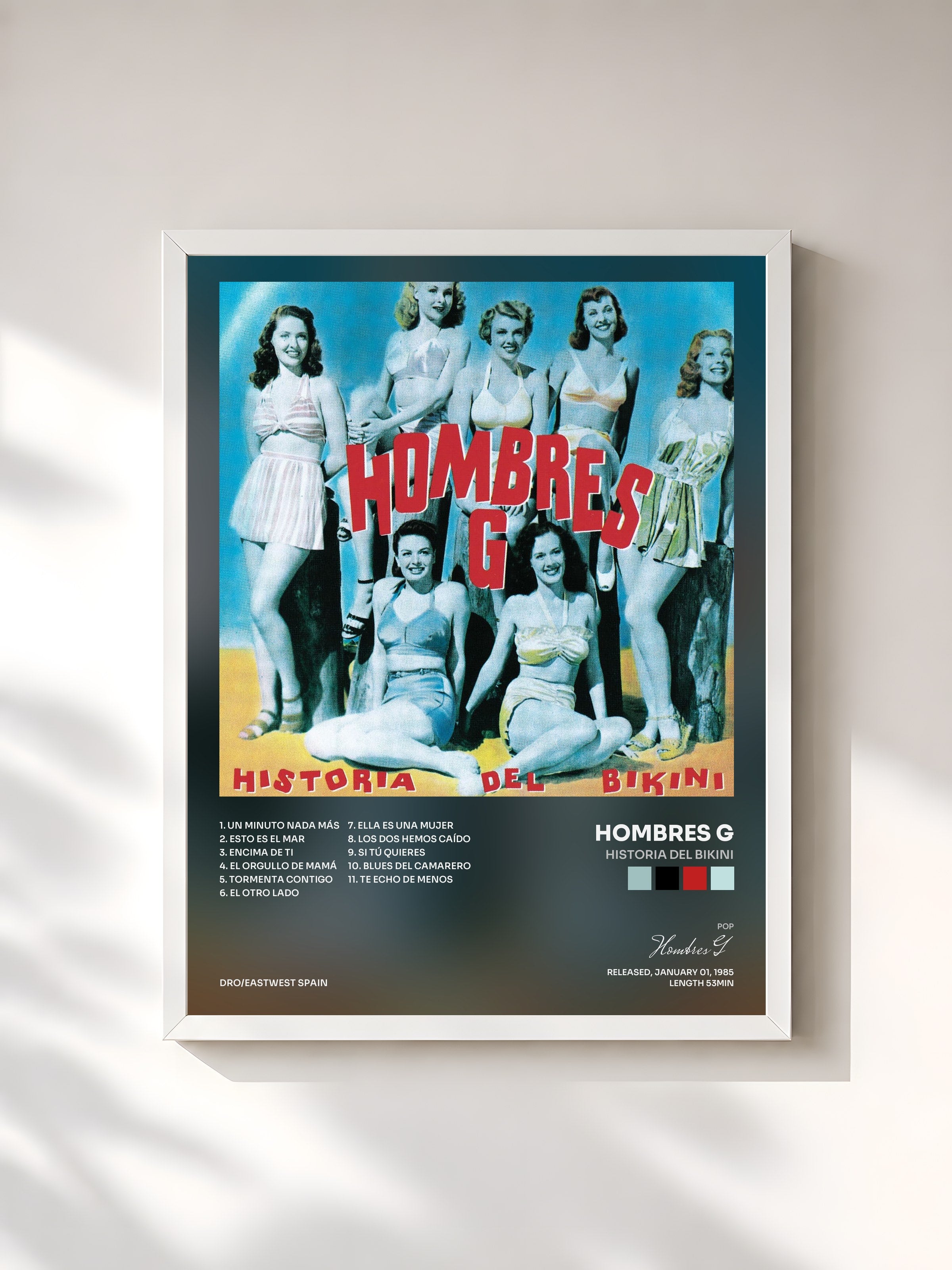 #blanc Tableau de l'album Historia Del Bikini de Hombres G, cadre blanc, imprimé et encadré en France