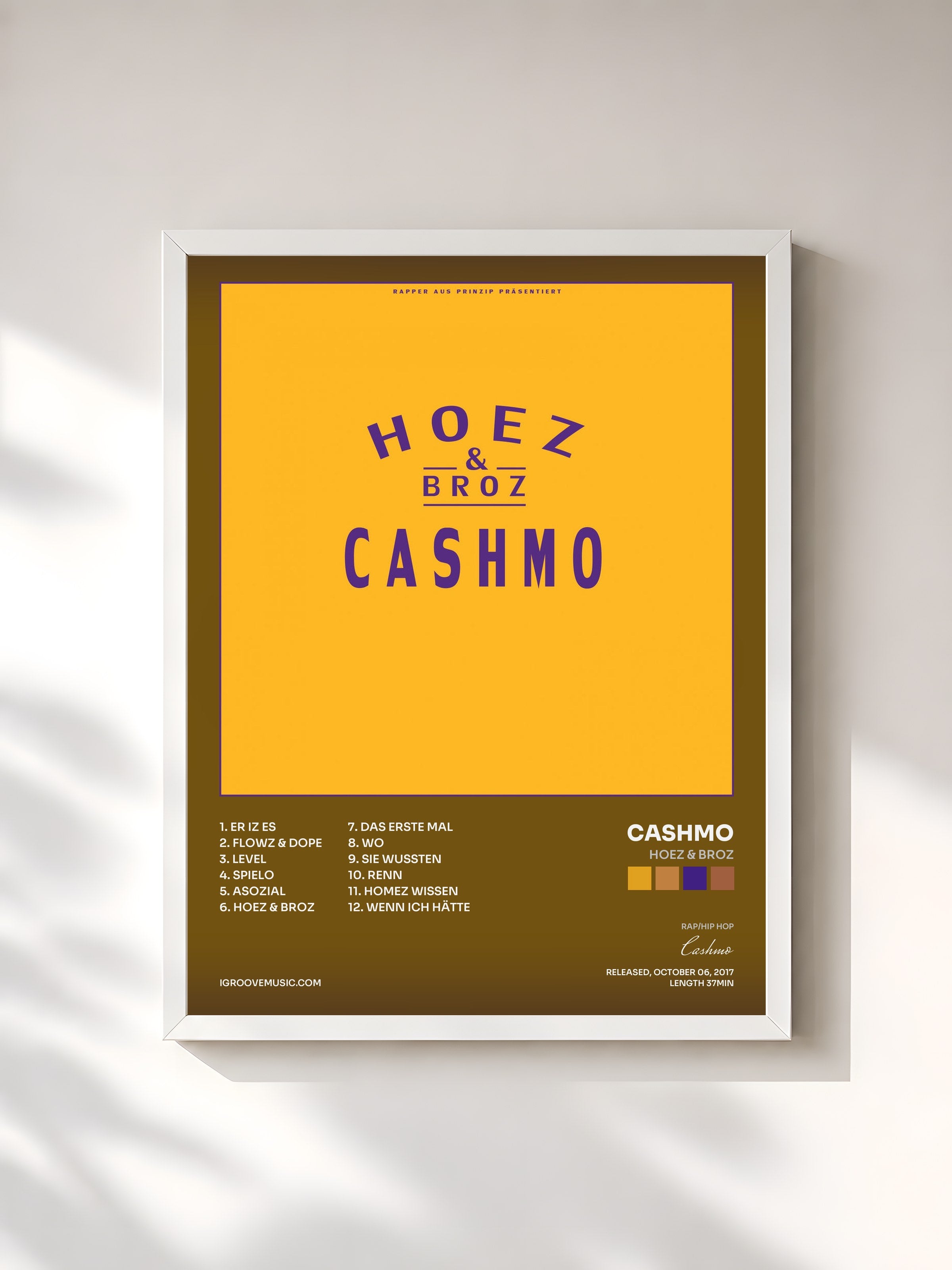 #blanc Tableau de l'album Hoez & Broz de Cashmo, cadre blanc, imprimé et encadré en France