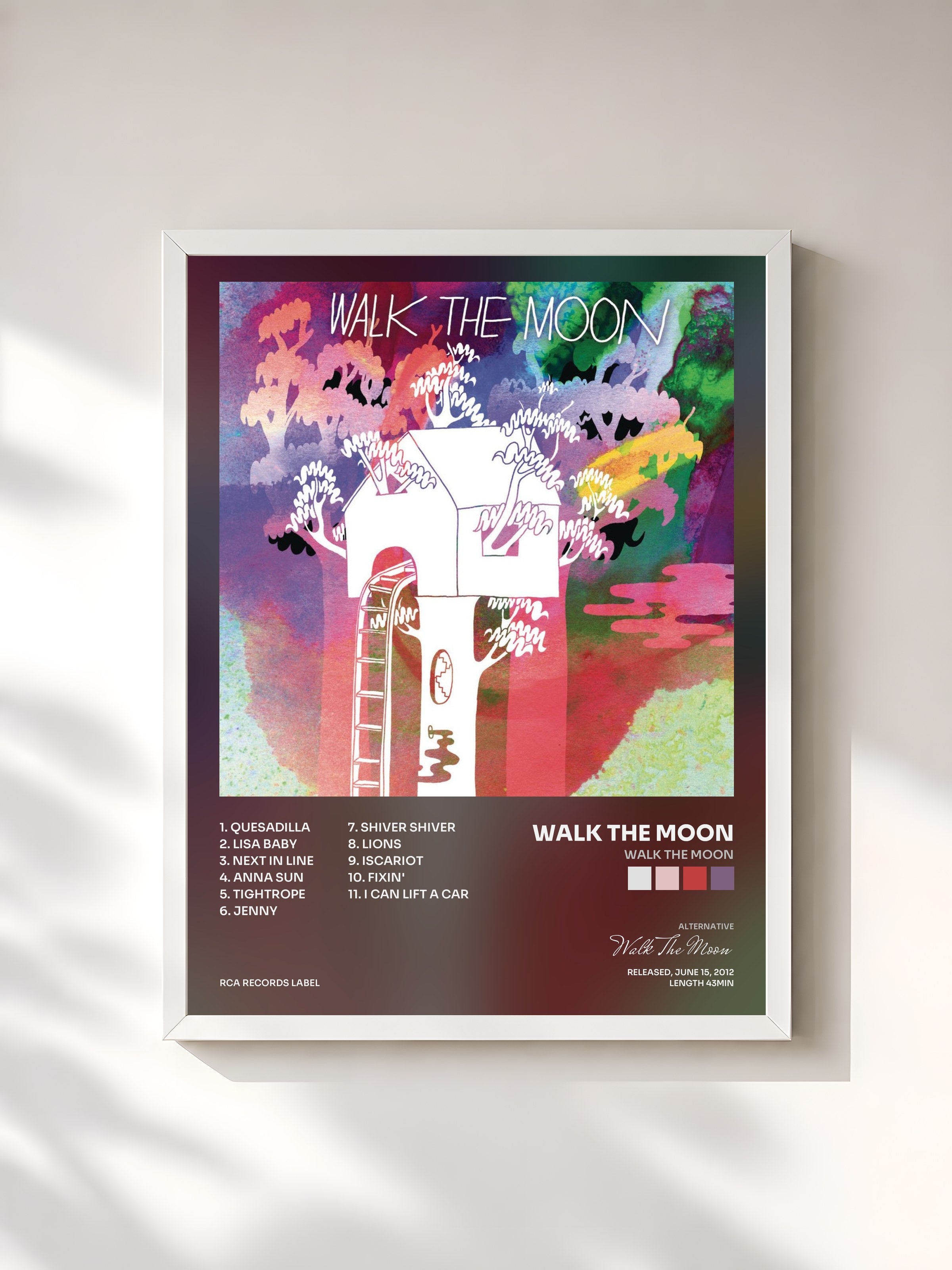 #blanc Tableau de l'album Walk The Moon de Walk The Moon, cadre blanc, imprimé et encadré en France