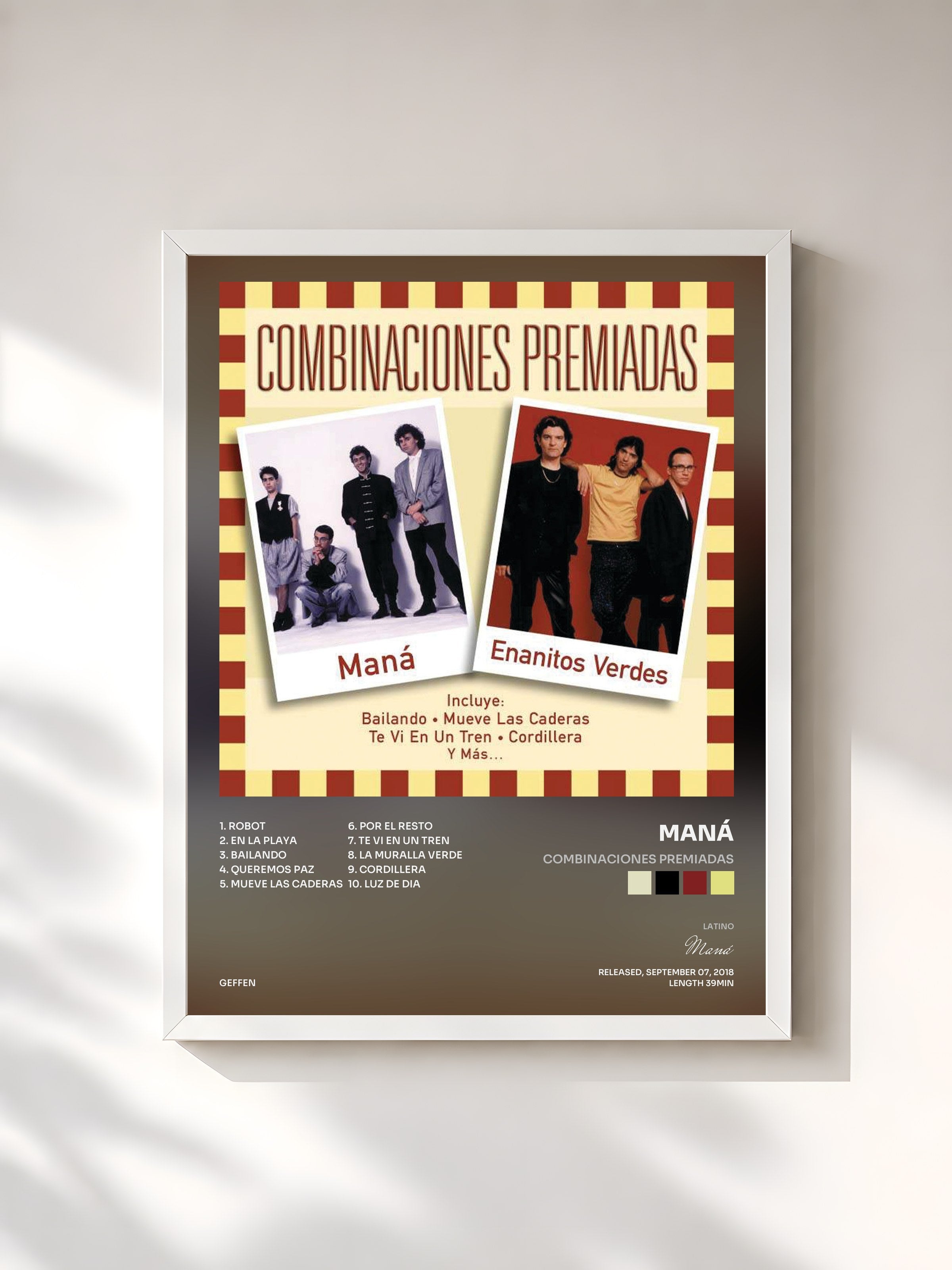 #blanc Tableau de l'album Combinaciones Premiadas de Maná, cadre blanc, imprimé et encadré en France