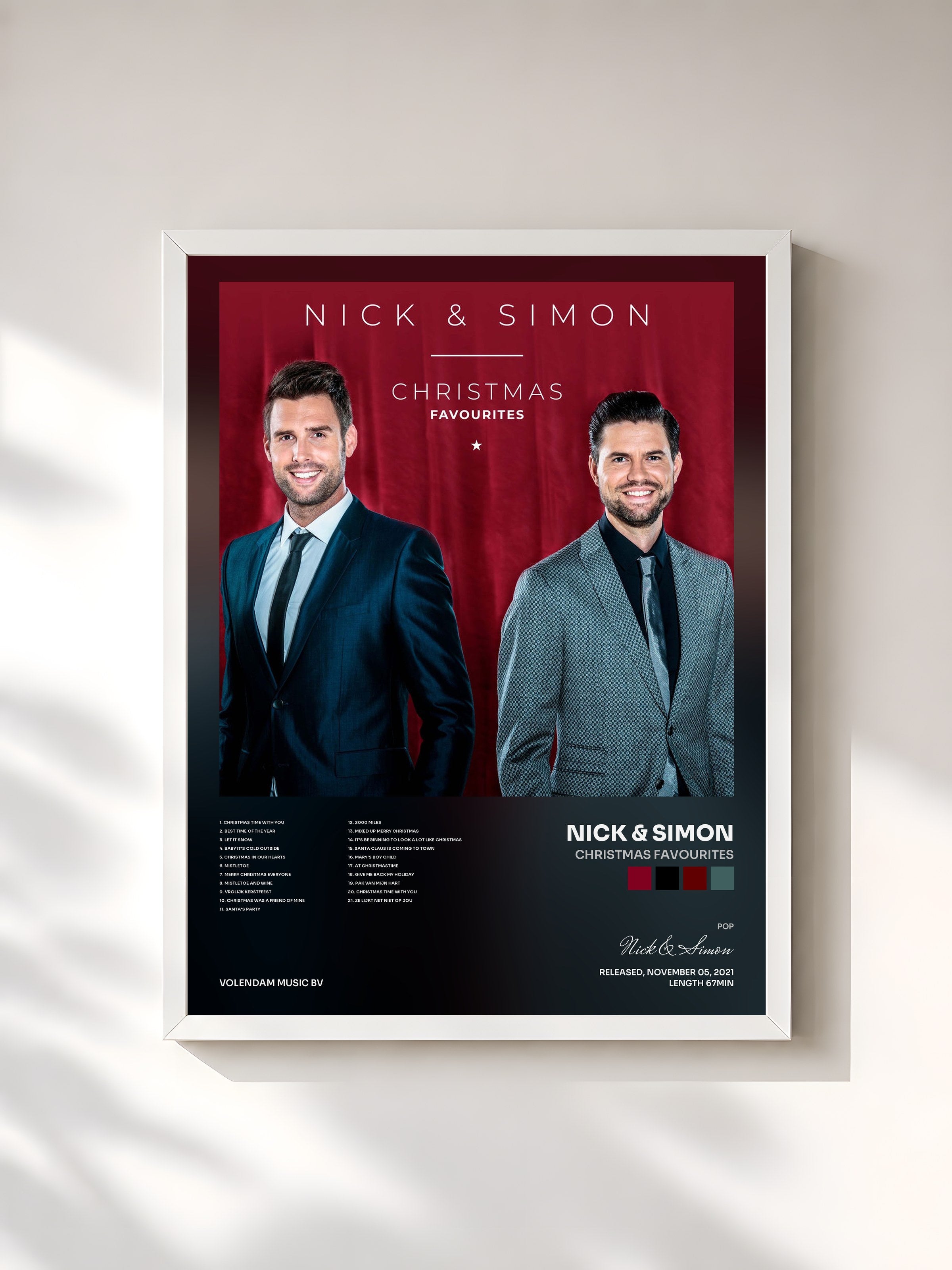 #blanc Tableau de l'album Christmas Favourites de Nick & Simon, cadre blanc, imprimé et encadré en France