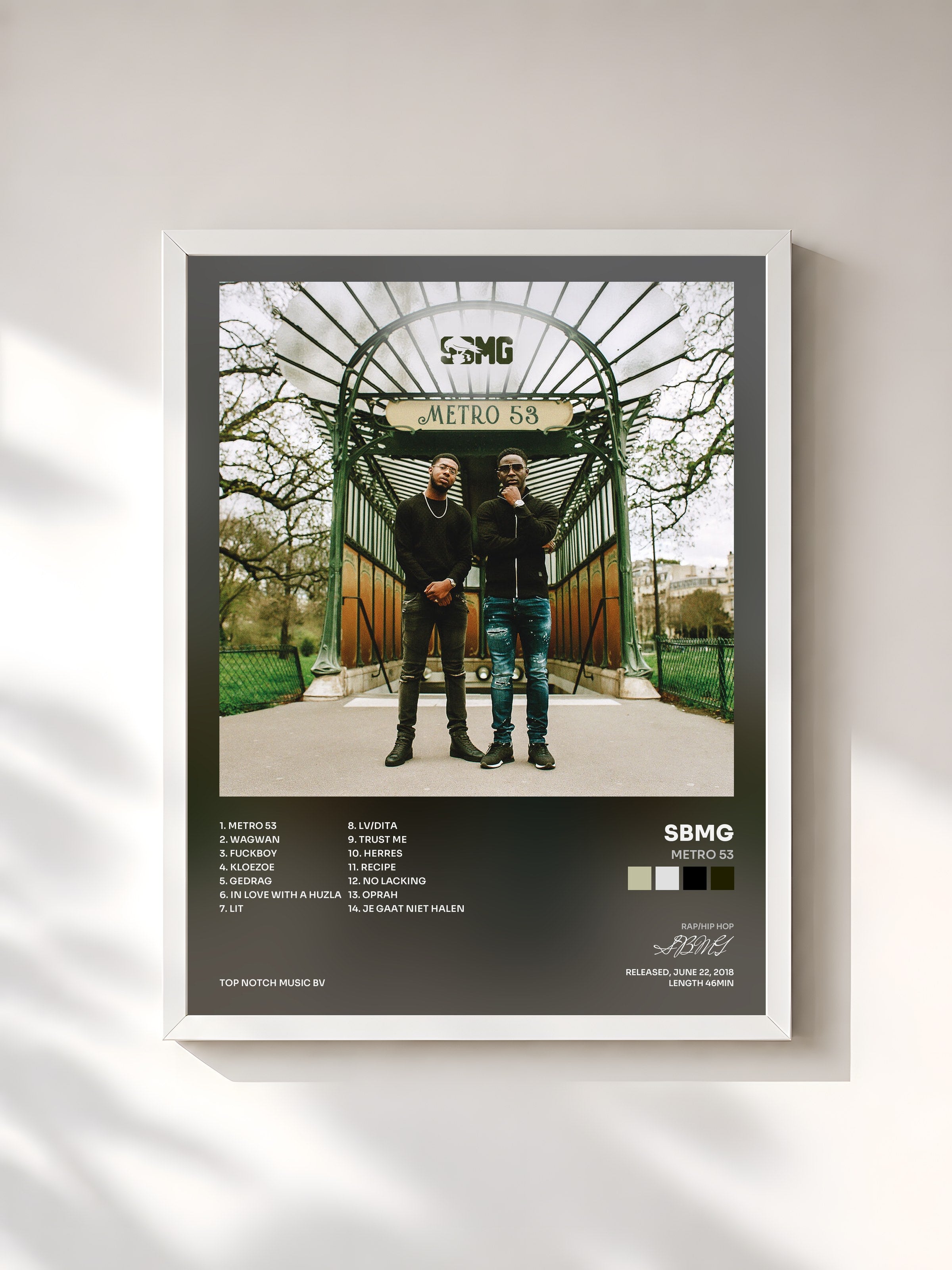#blanc Tableau de l'album Metro 53 de SBMG, cadre blanc, imprimé et encadré en France