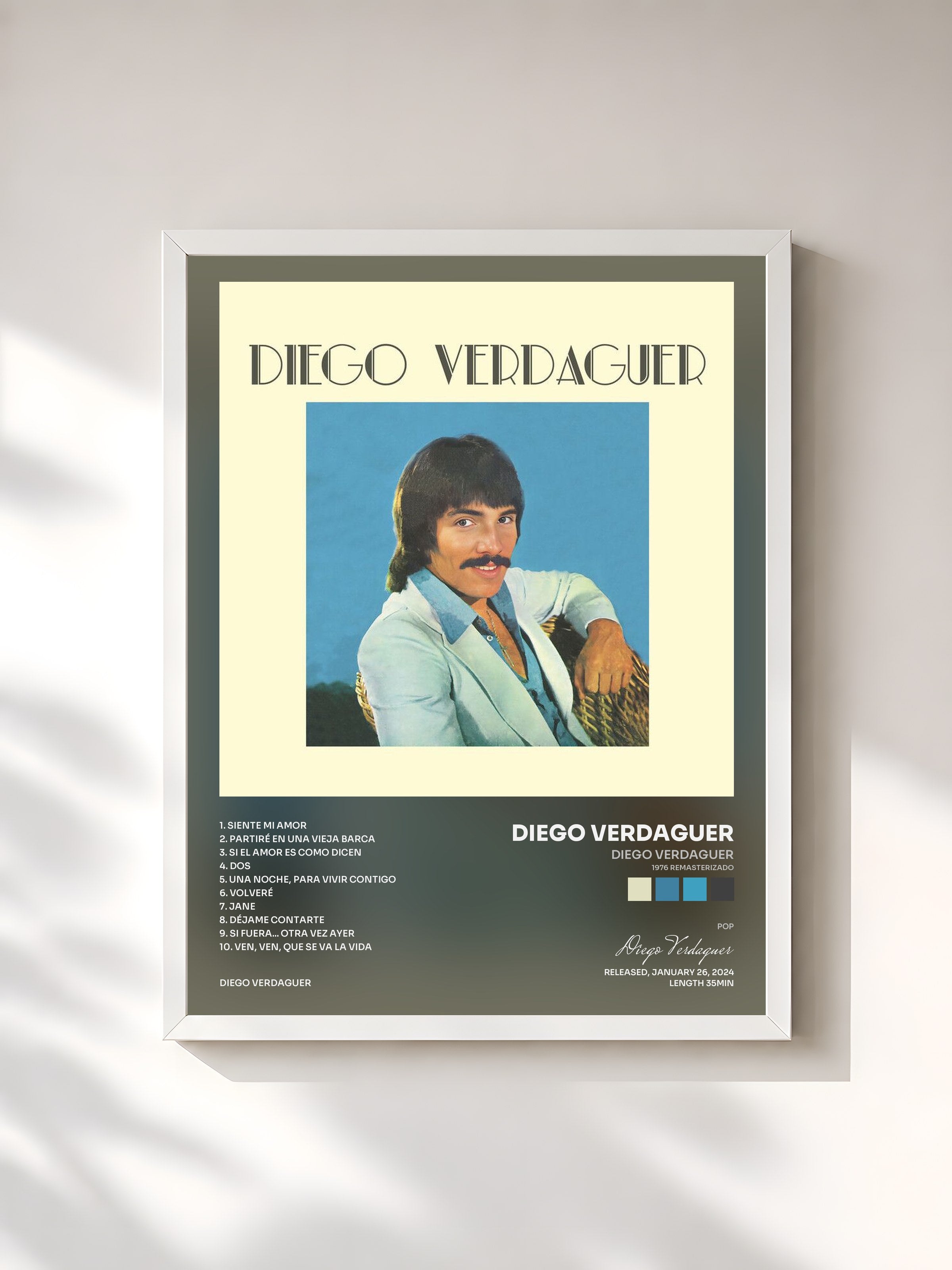 #blanc Tableau de l'album Diego Verdaguer (1976 Remasterizado) de Diego Verdaguer, cadre blanc, imprimé et encadré en France
