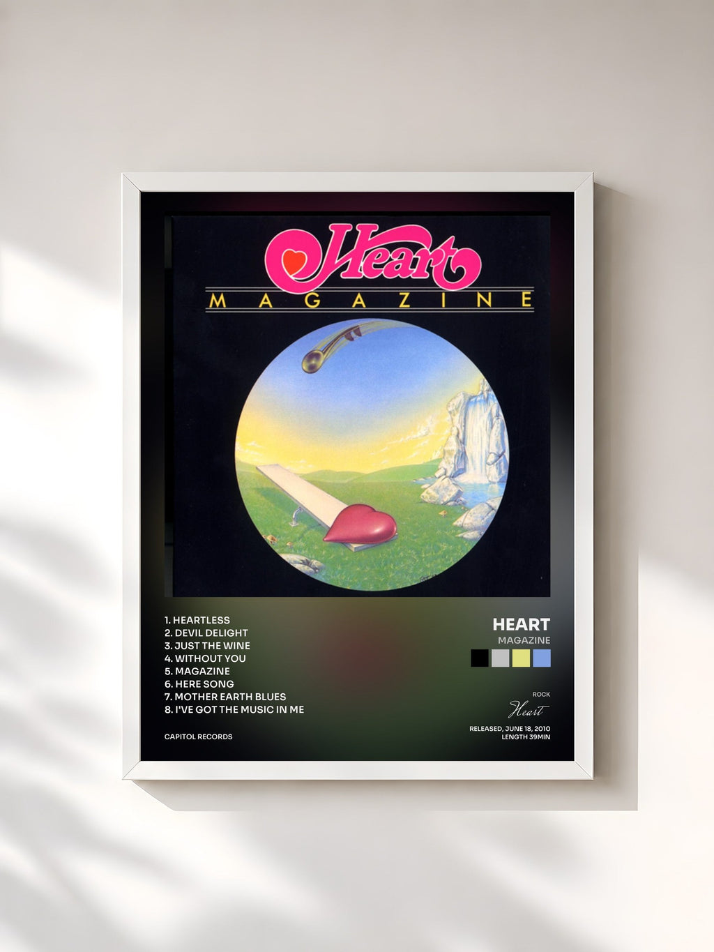 #blanc Tableau de l'album Magazine de Heart, cadre blanc, imprimé et encadré en France