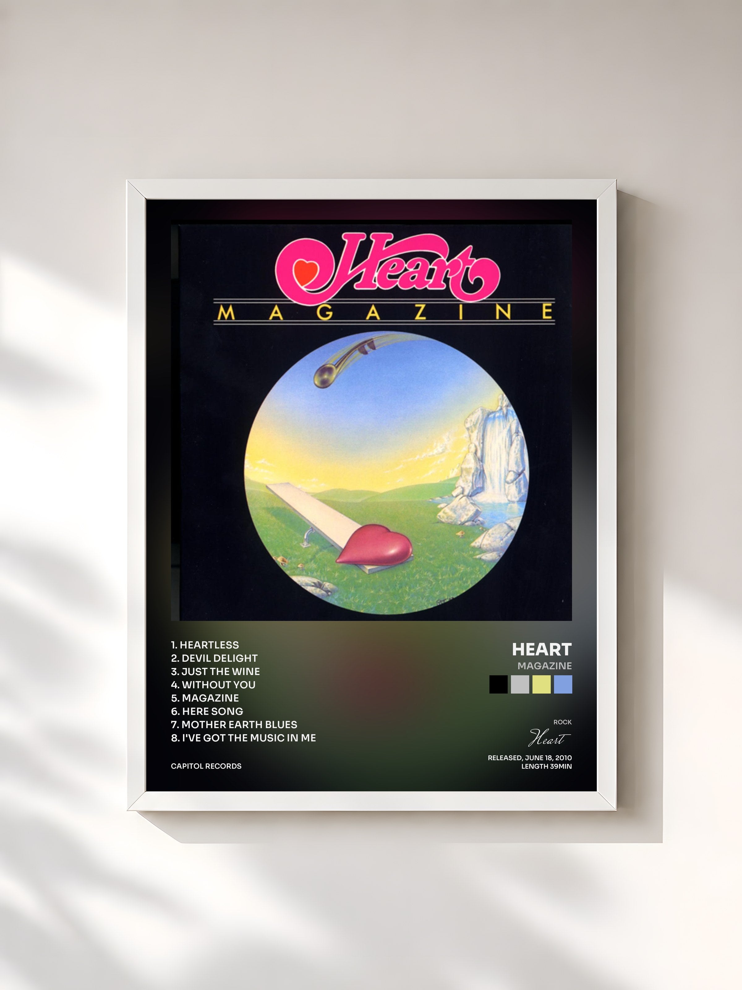 #blanc Tableau de l'album Magazine de Heart, cadre blanc, imprimé et encadré en France