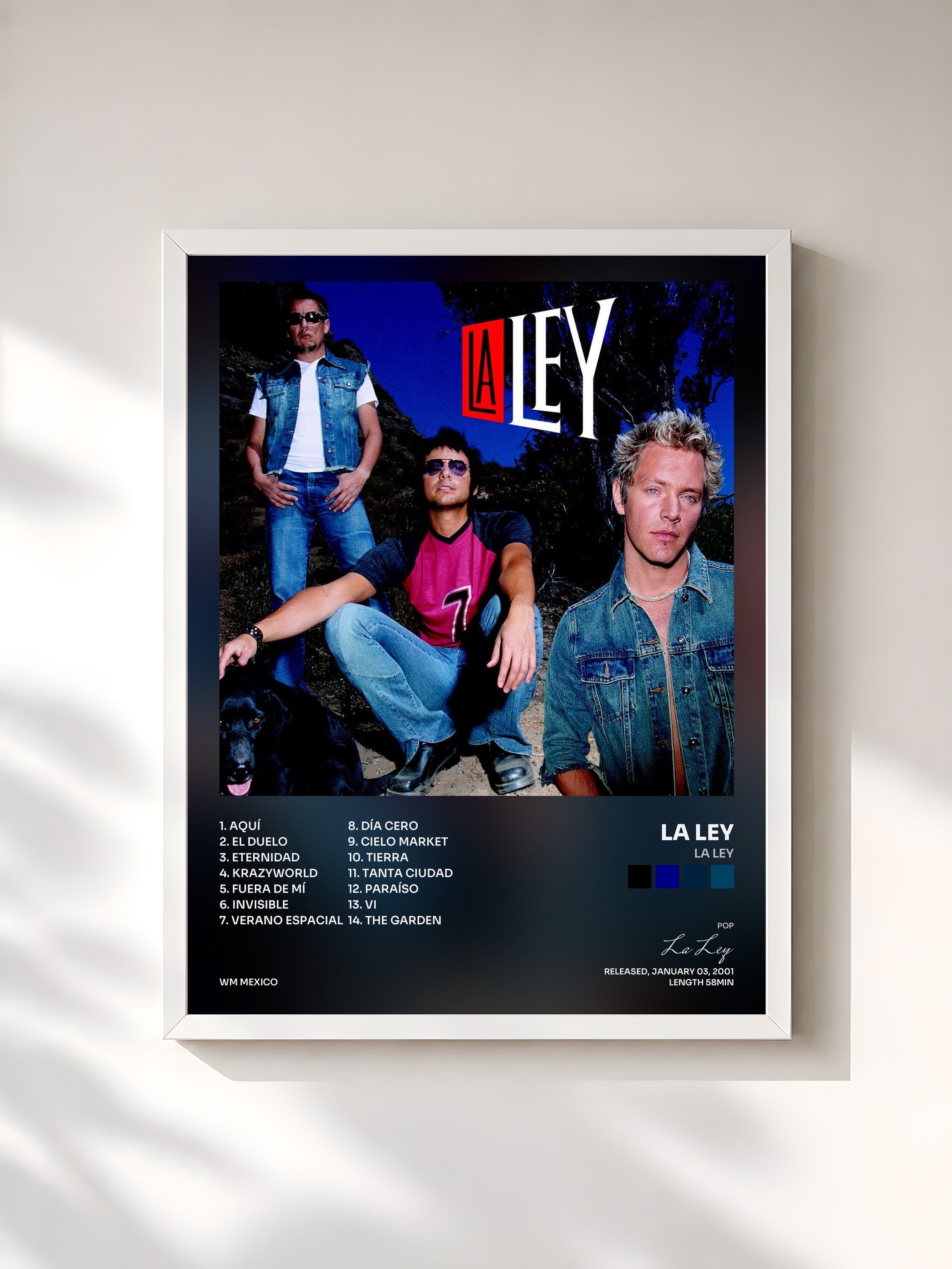 #blanc Tableau de l'album La Ley de La Ley, cadre blanc, imprimé et encadré en France