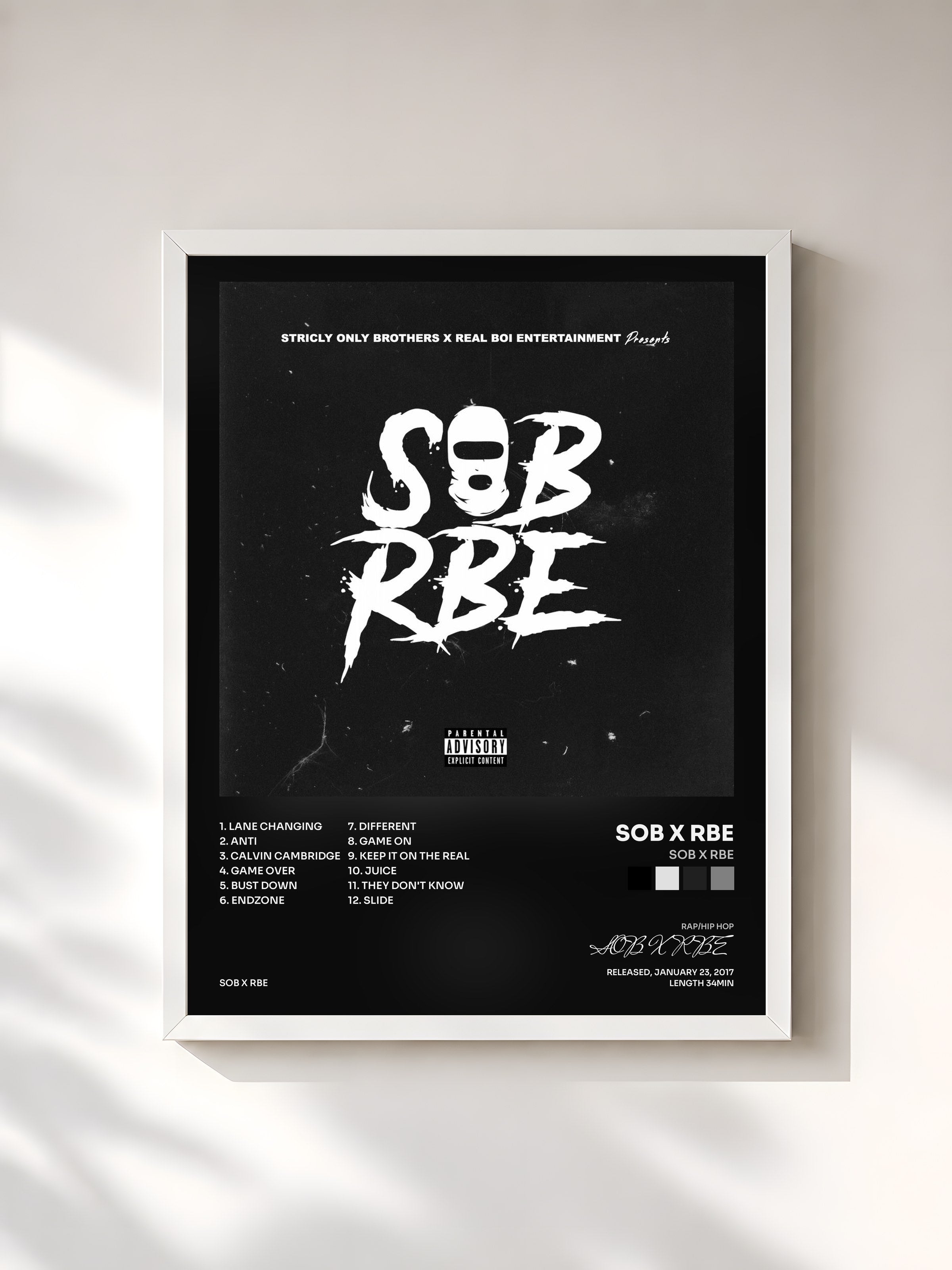 #blanc Tableau de l'album SOB X RBE de SOB X RBE, cadre blanc, imprimé et encadré en France