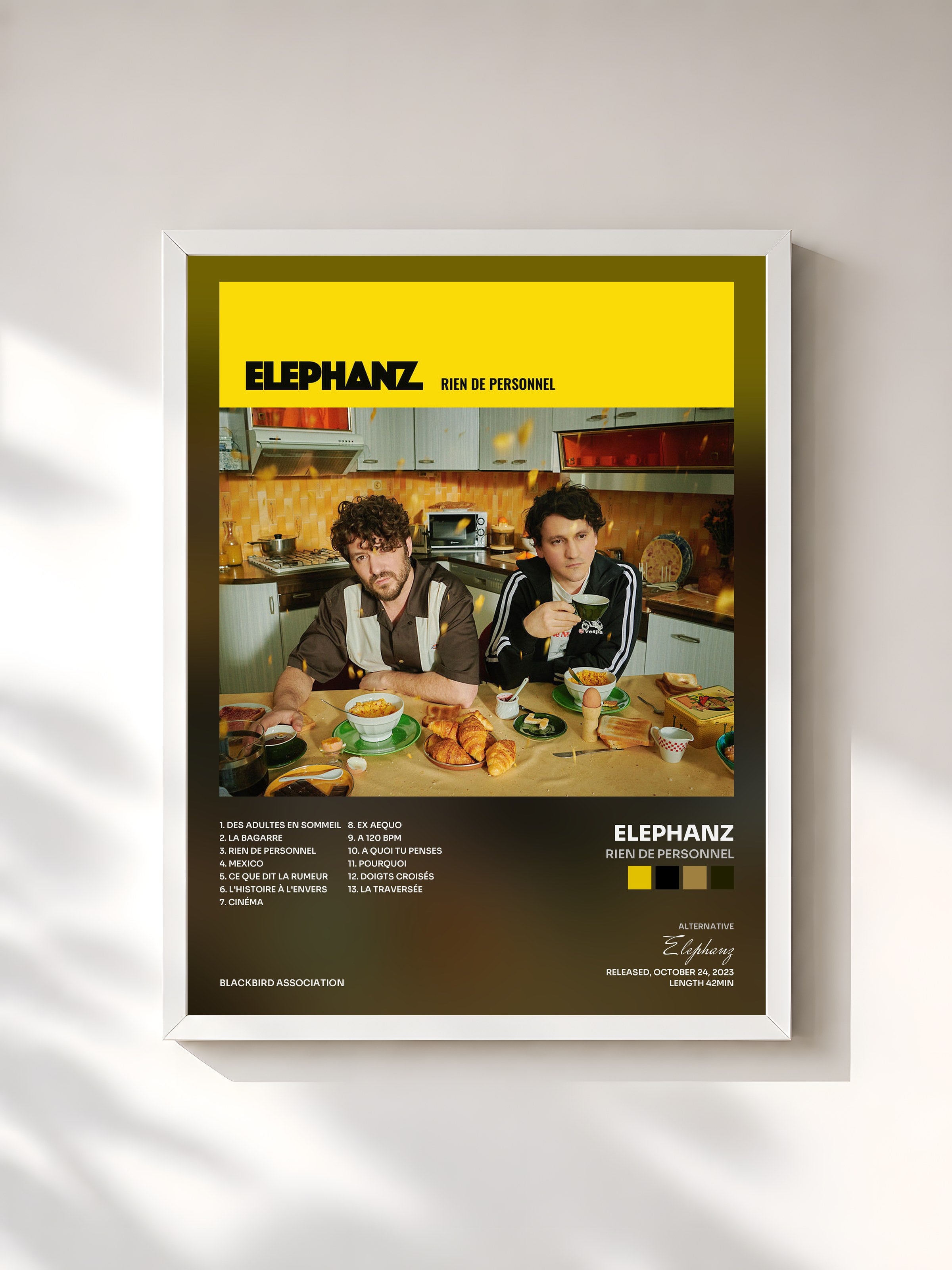 #blanc Tableau de l'album Rien De Personnel de Elephanz, cadre blanc, imprimé et encadré en France