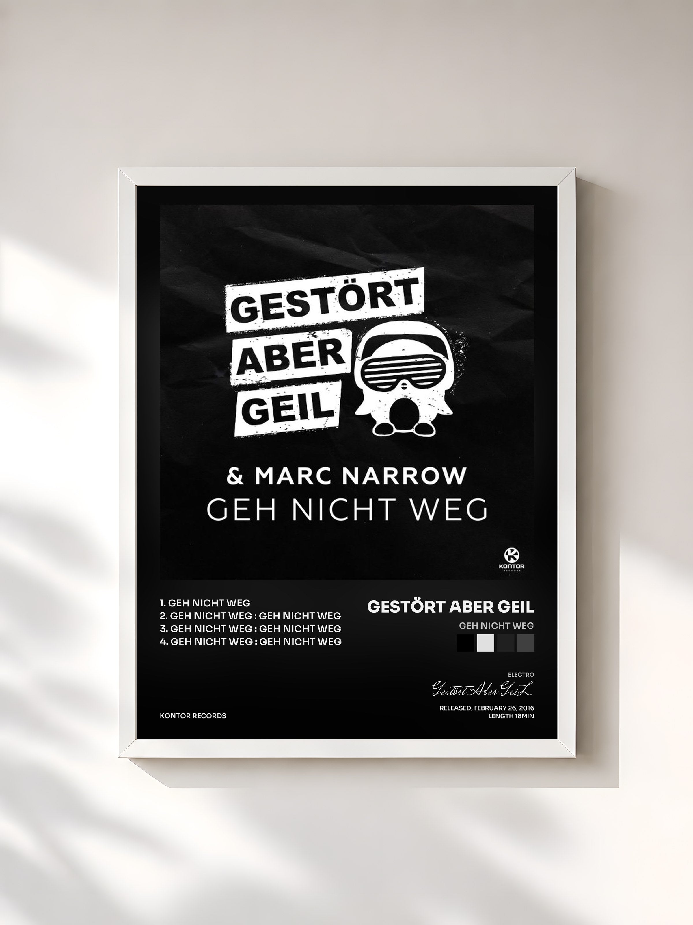 #blanc Tableau de l'album Geh Nicht Weg de Gestört Aber GeiL, cadre blanc, imprimé et encadré en France