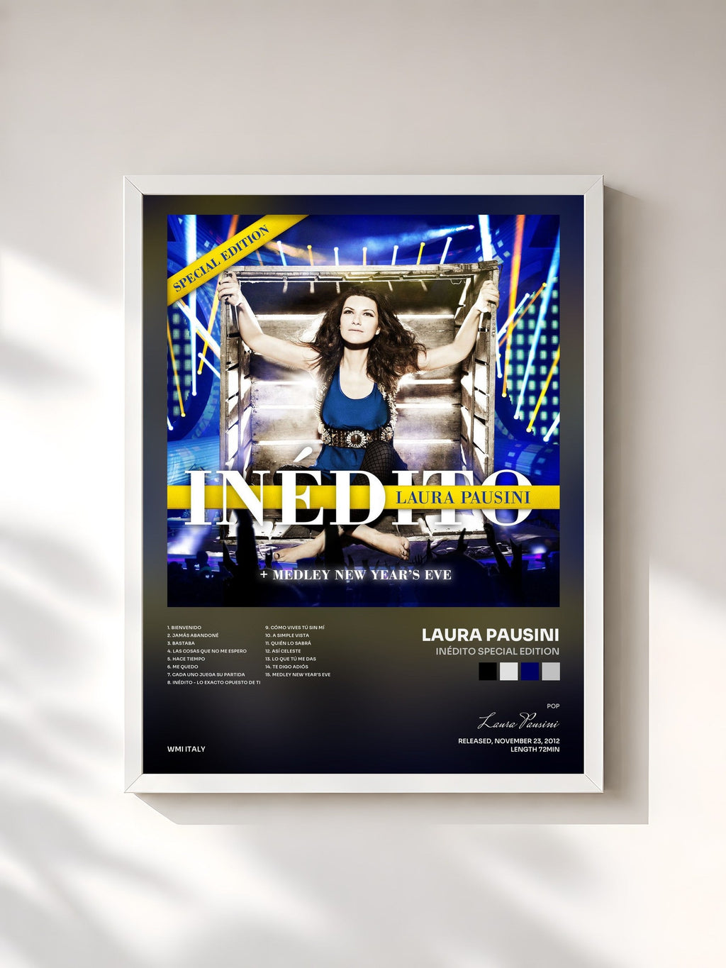 #blanc Inédito Special Edition by Laura Pausini as a framed art print, white frame, printed and framed in France