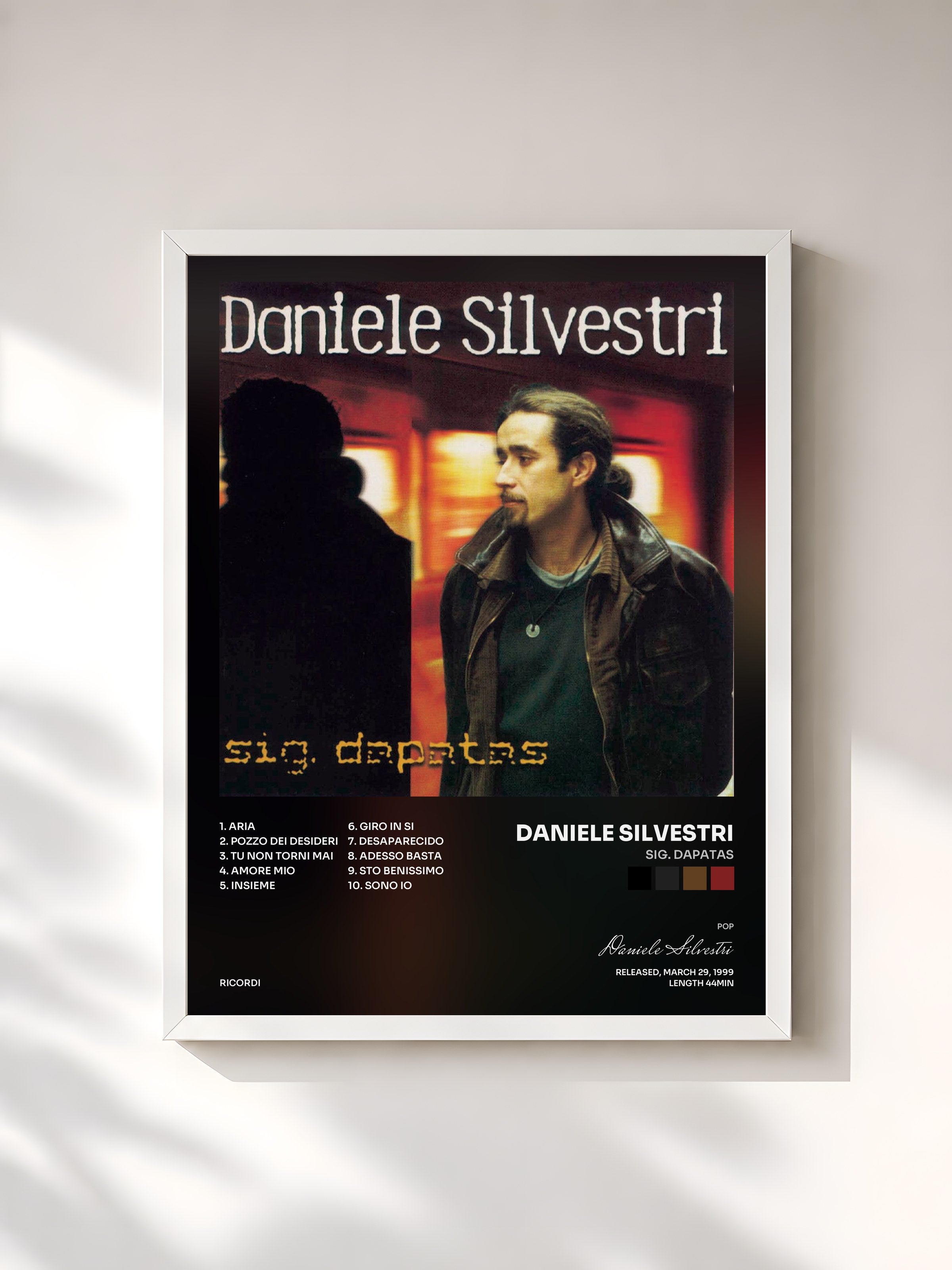 #blanc Tableau de l'album Sig. Dapatas de Daniele Silvestri, cadre blanc, imprimé et encadré en France