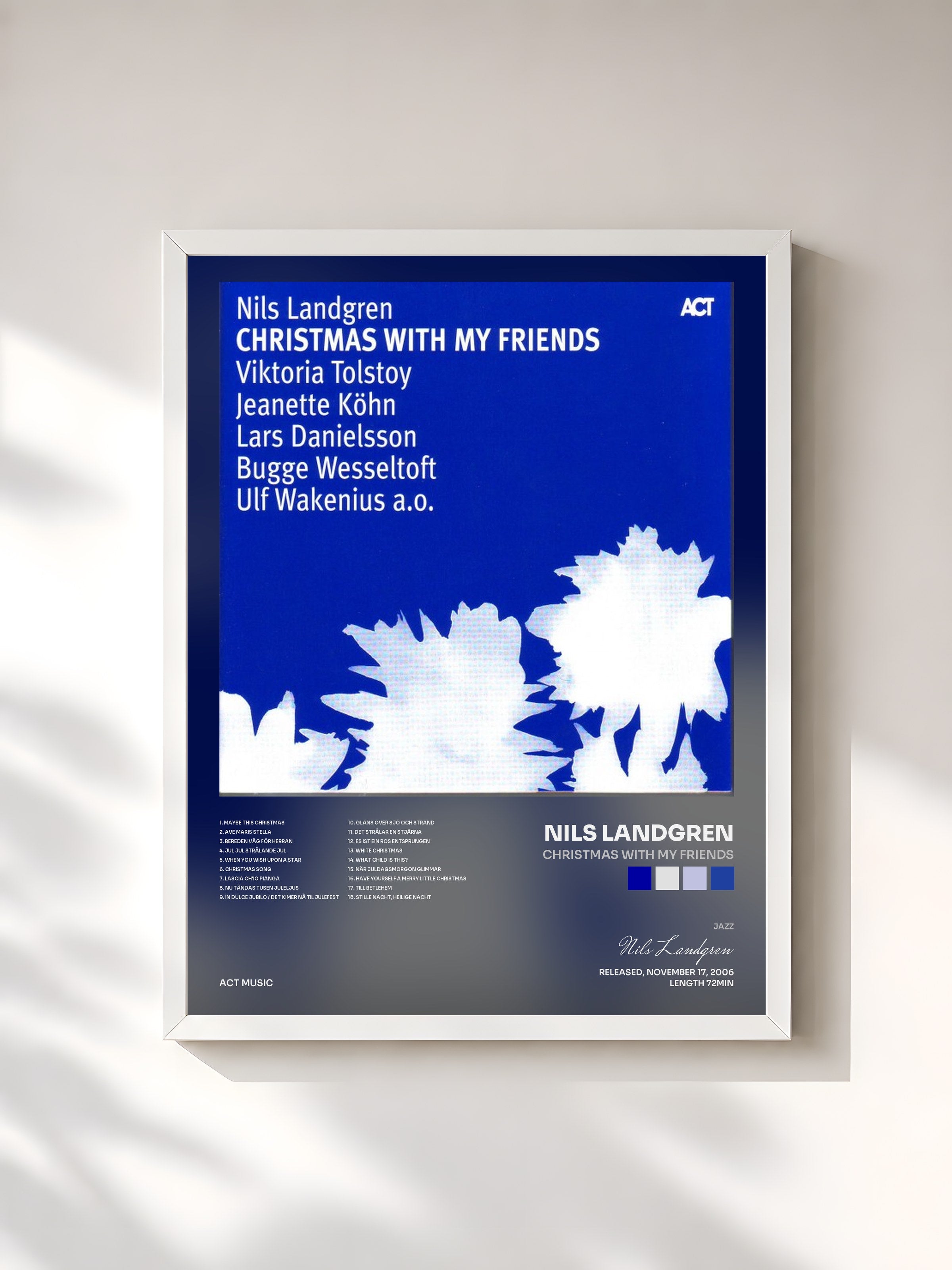 #blanc Tableau de l'album Christmas with My Friends de Nils Landgren, cadre blanc, imprimé et encadré en France