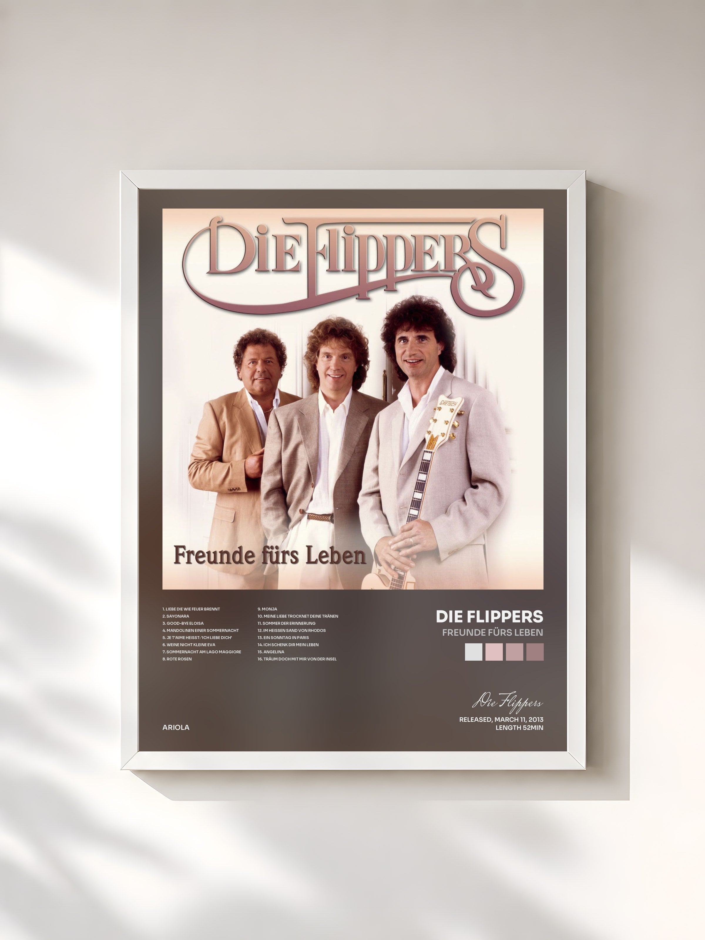 #blanc Tableau de l'album Freunde fürs Leben de Die Flippers, cadre blanc, imprimé et encadré en France