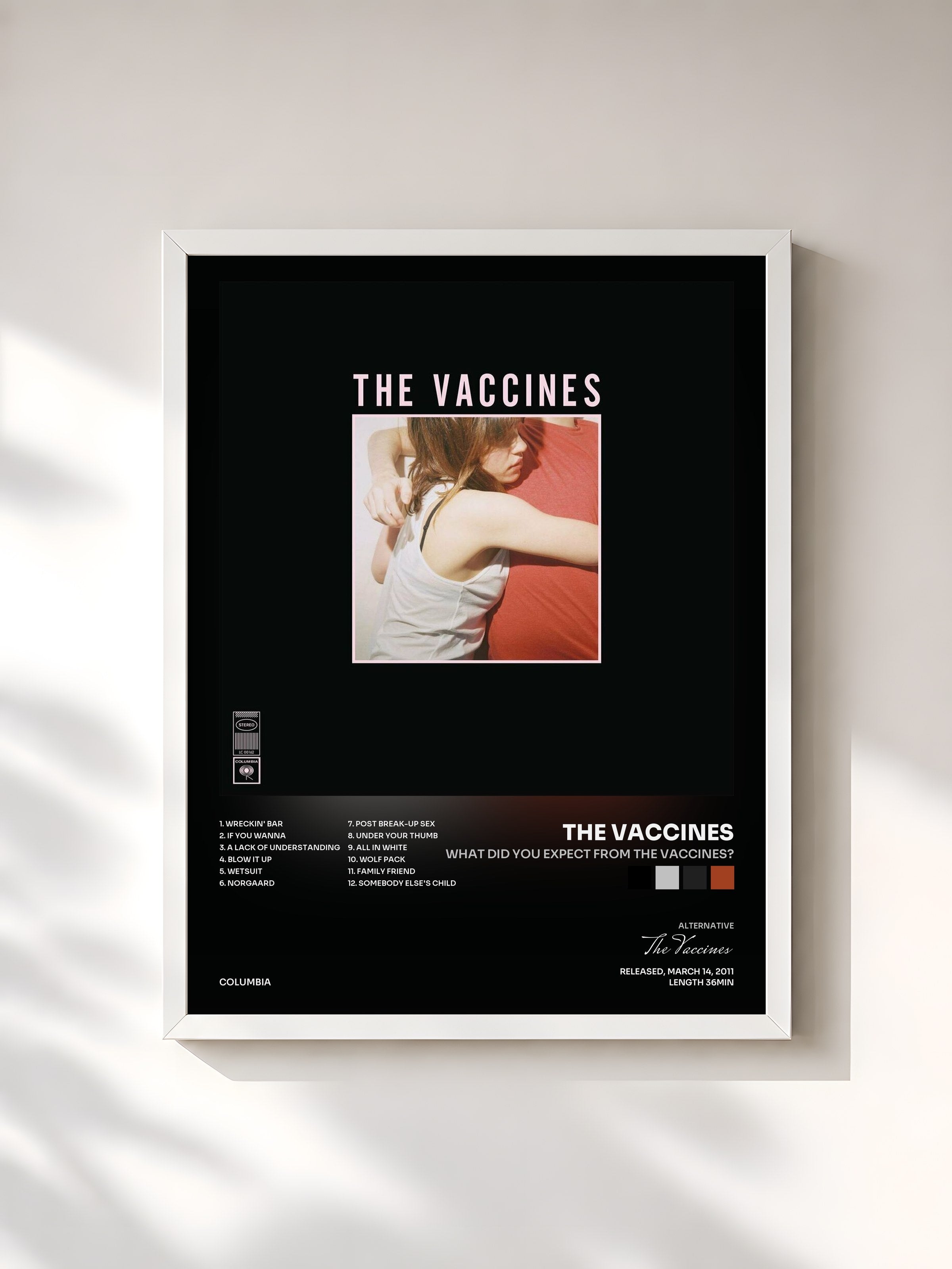 #blanc Tableau de l'album What Did You Expect from The Vaccines? de The Vaccines, cadre blanc, imprimé et encadré en France