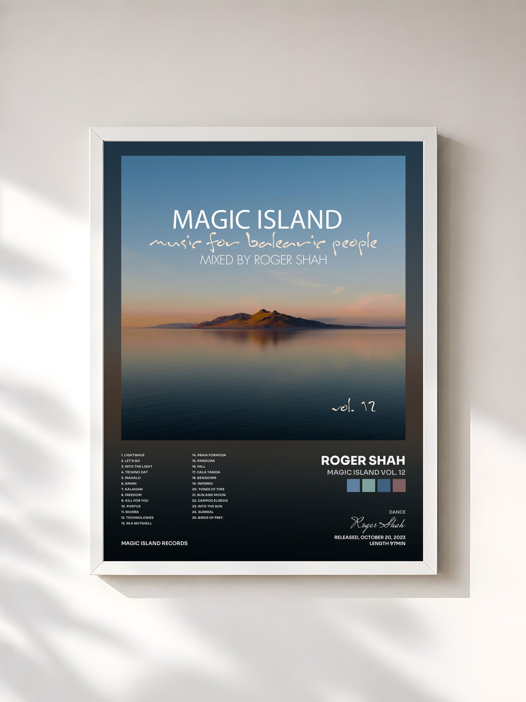 #blanc Tableau de l'album Magic Island Vol. 12 de Roger Shah, cadre blanc, imprimé et encadré en France