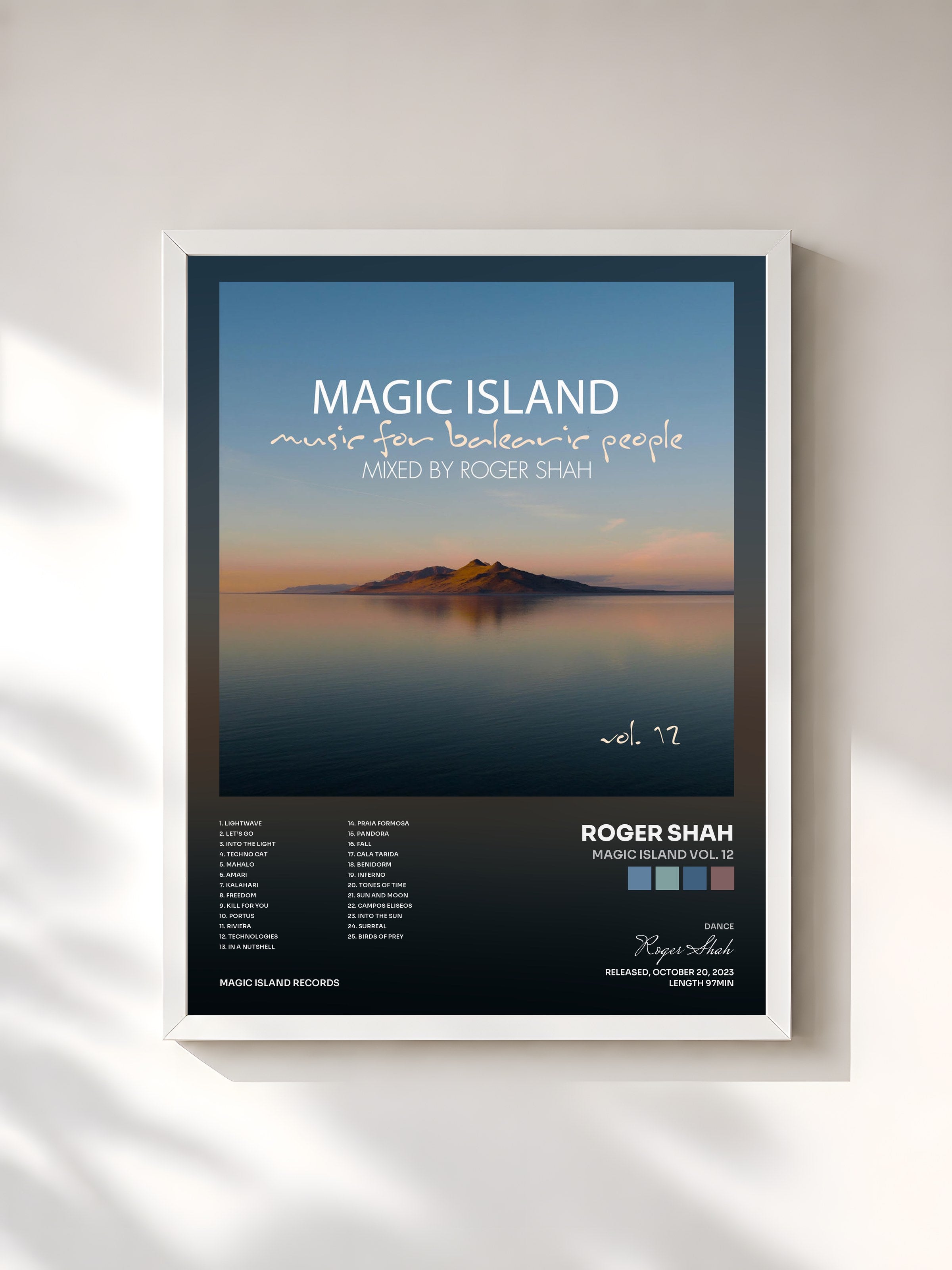 #blanc Tableau de l'album Magic Island Vol. 12 de Roger Shah, cadre blanc, imprimé et encadré en France