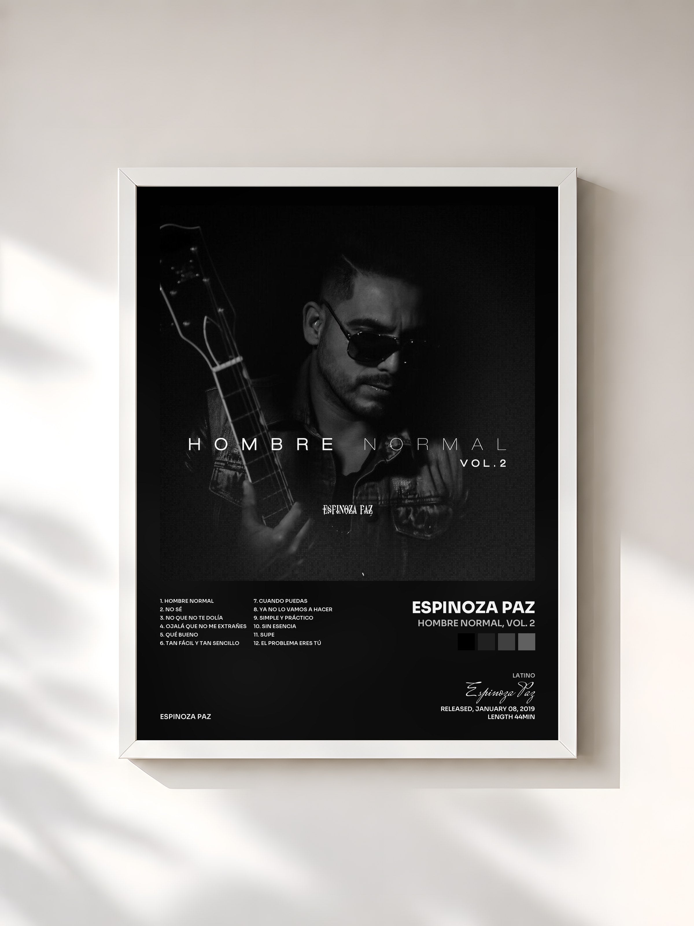 #blanc Tableau de l'album Hombre Normal, Vol. 2 de Espinoza Paz, cadre blanc, imprimé et encadré en France