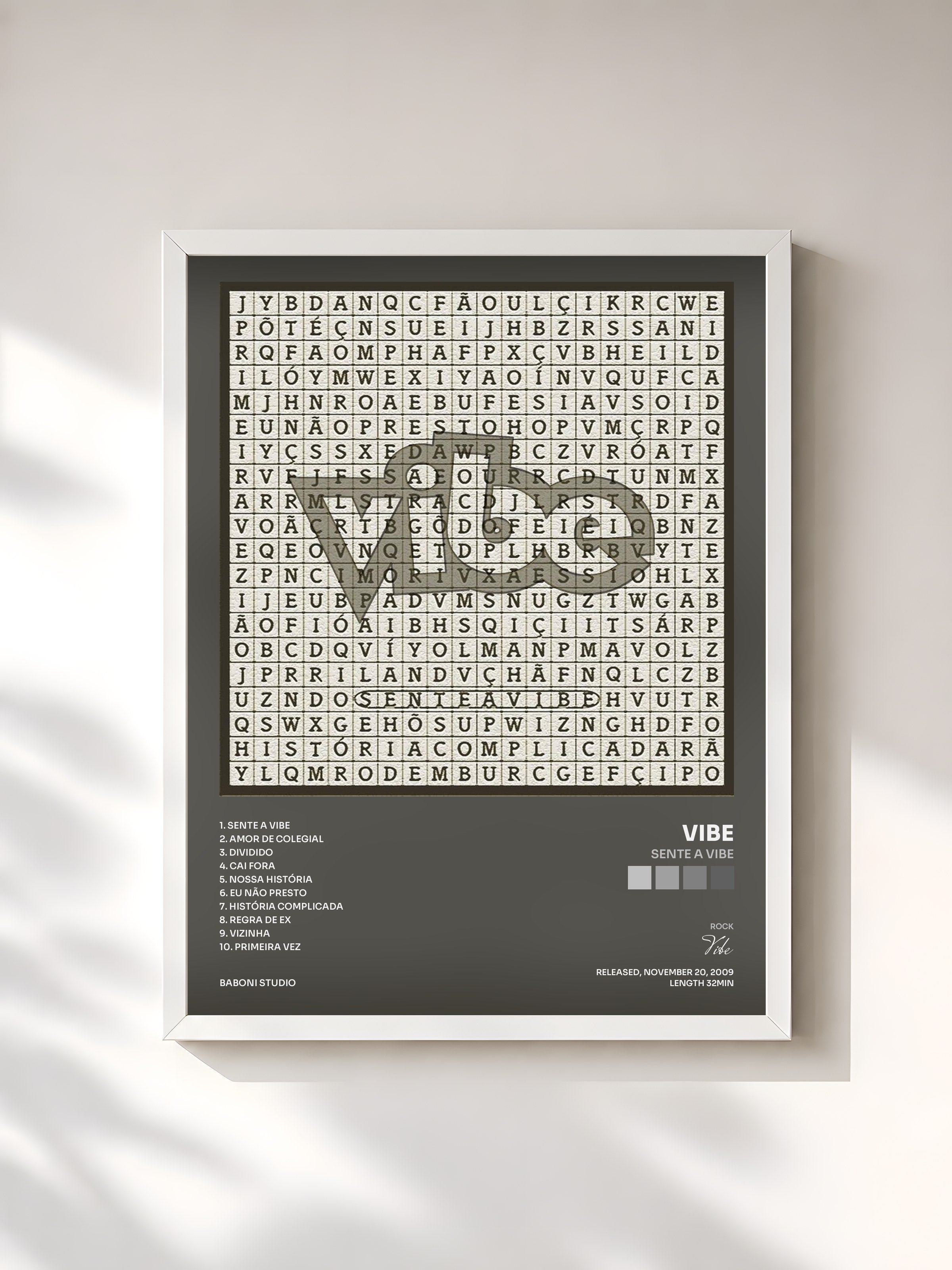 #blanc Tableau de l'album Sente a Vibe de Vibe, cadre blanc, imprimé et encadré en France