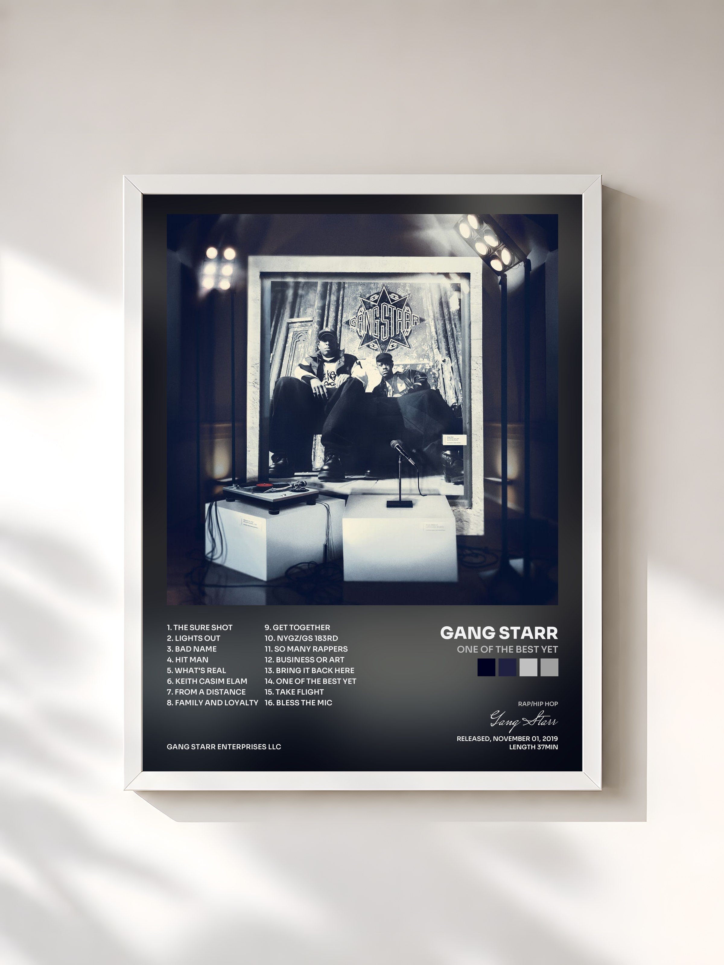 #blanc Tableau de l'album One Of The Best Yet de Gang Starr, cadre blanc, imprimé et encadré en France
