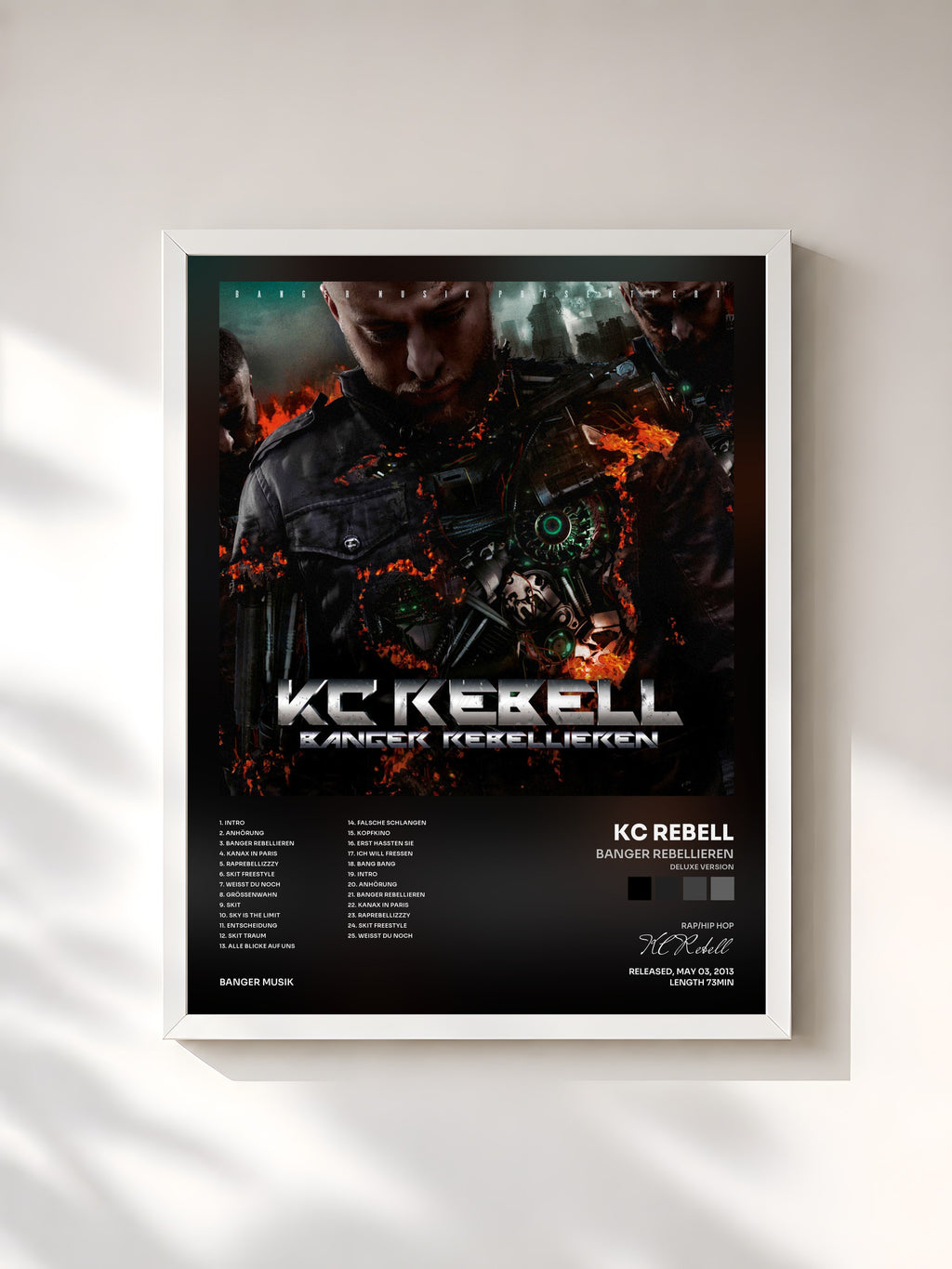 #blanc Banger Rebellieren (Deluxe Version) by KC Rebell as a framed art print, white frame, printed and framed in France