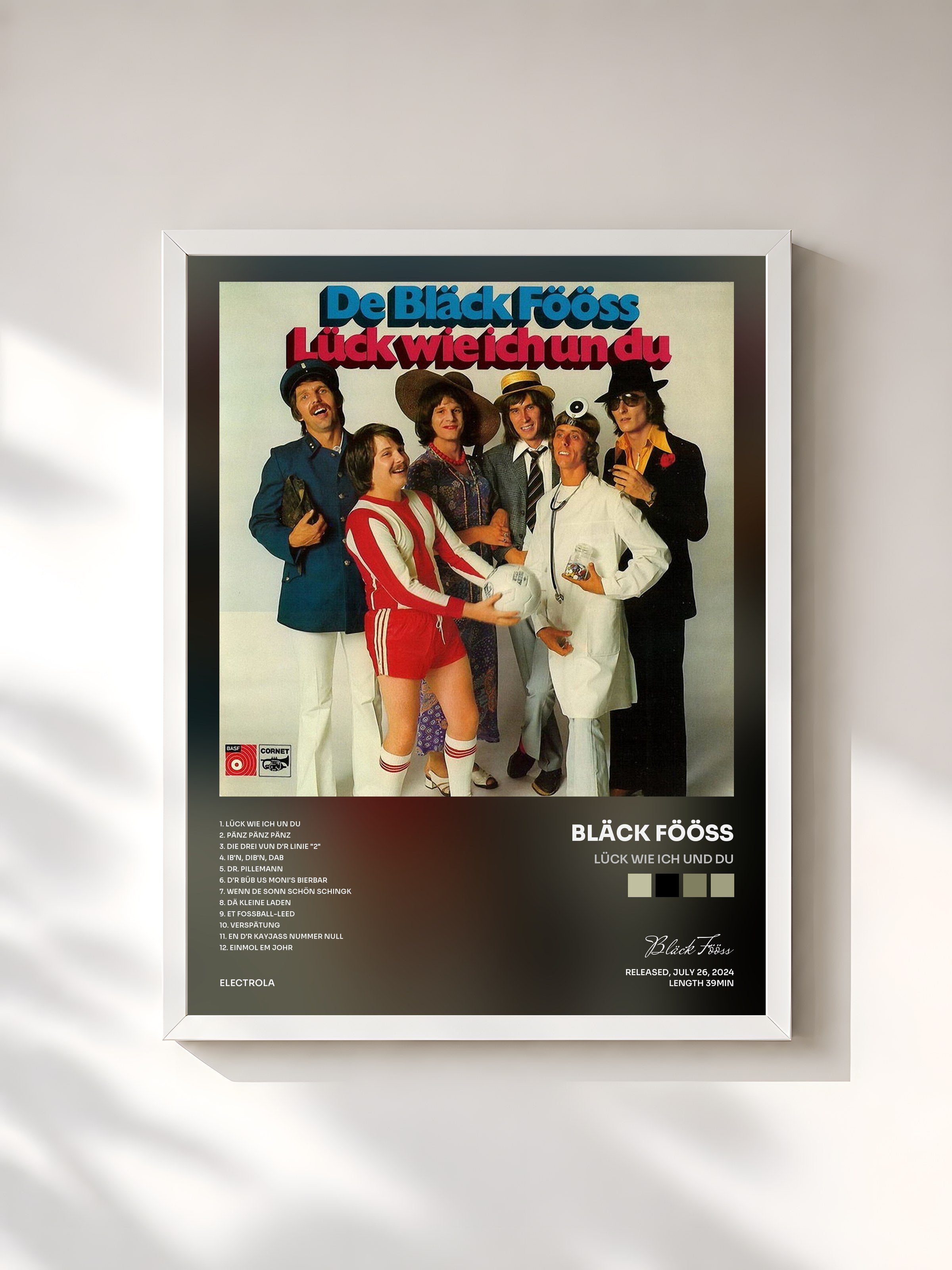 #blanc Tableau de l'album Lück wie ich und du de Bläck Fööss, cadre blanc, imprimé et encadré en France