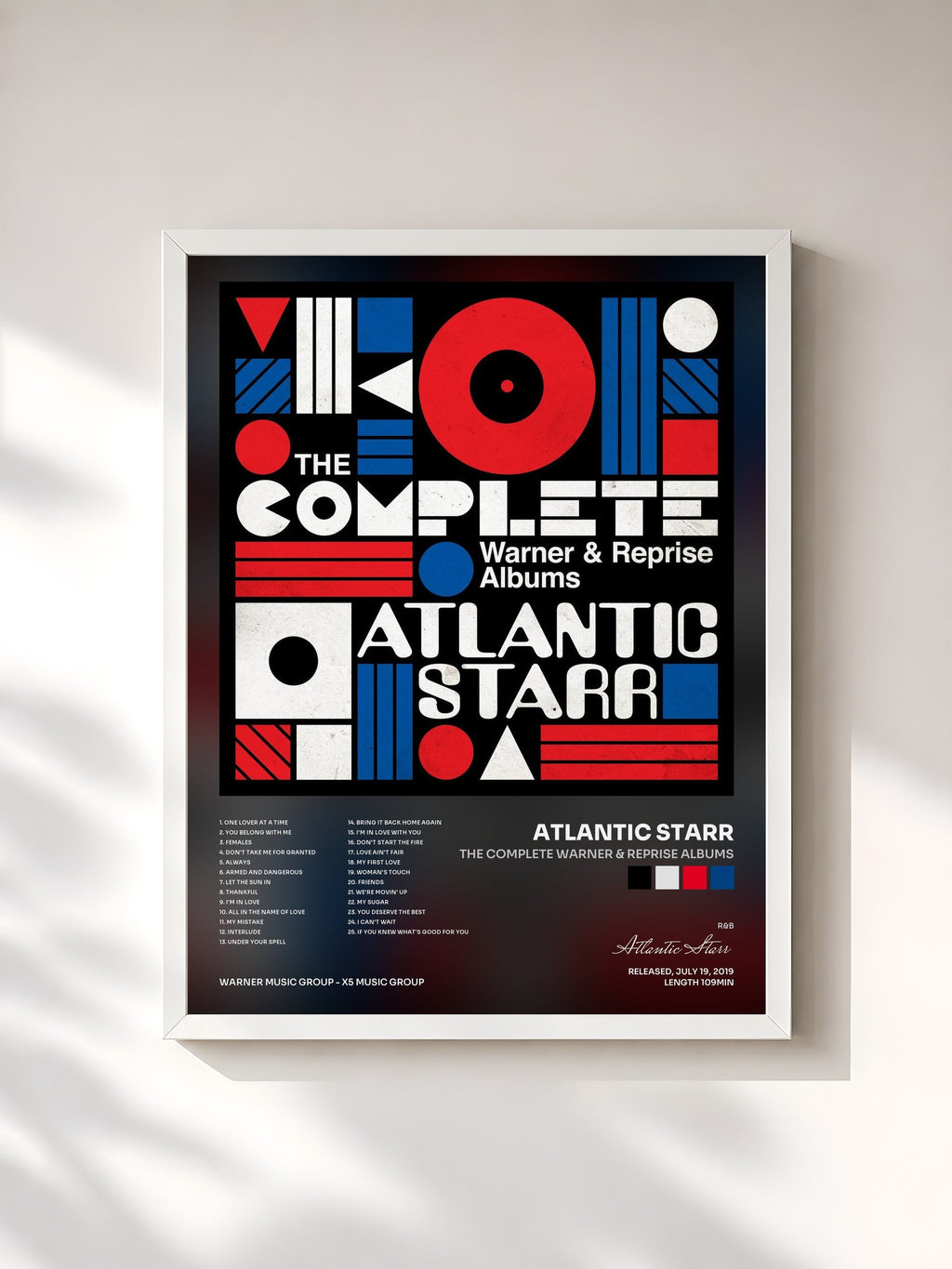 #blanc The Complete Warner & Reprise Albums de Atlantic Starr en lámina enmarcada, marco blanco, impresa y enmarcada en Francia