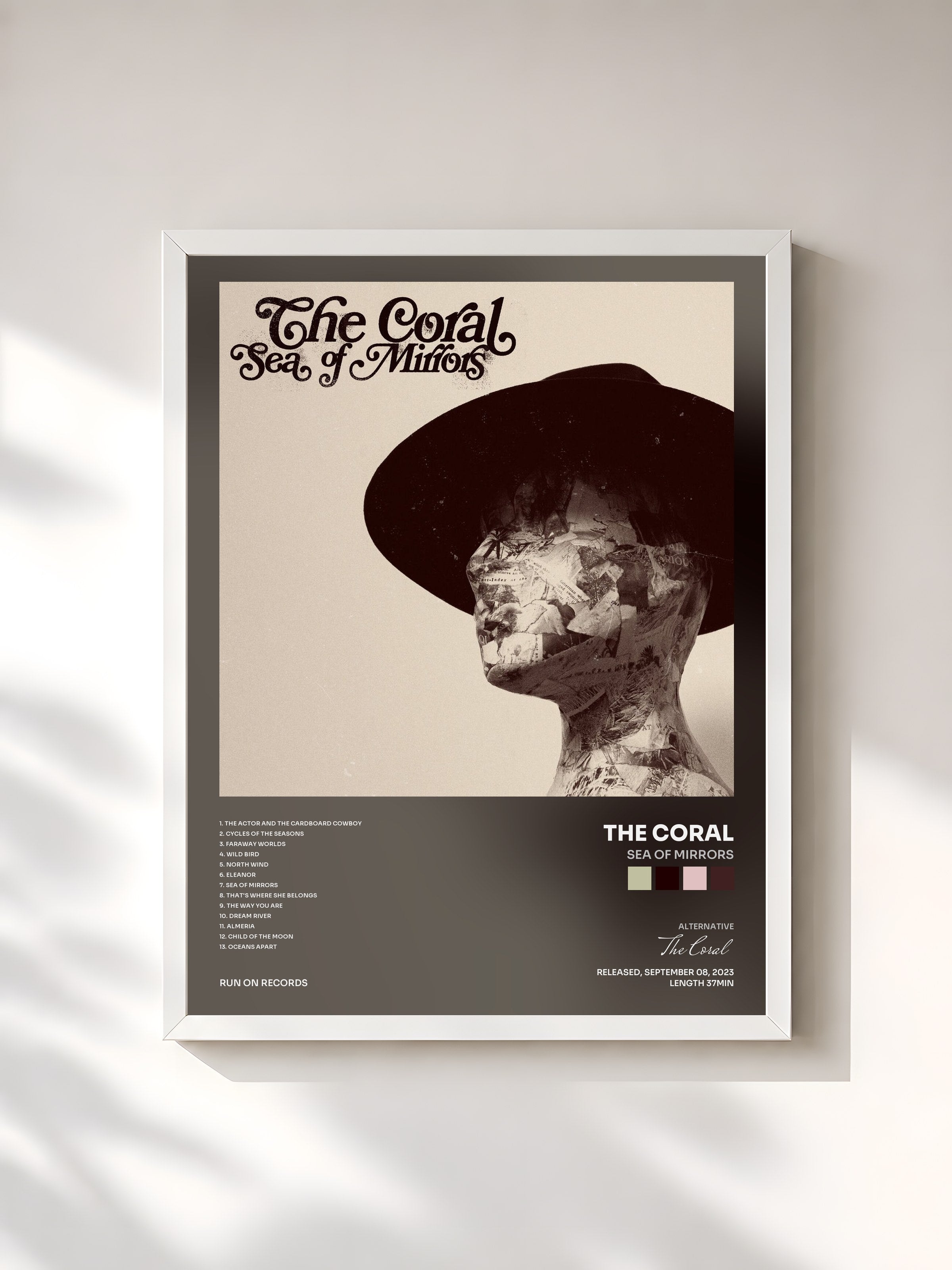 #blanc Tableau de l'album Sea Of Mirrors de The Coral, cadre blanc, imprimé et encadré en France