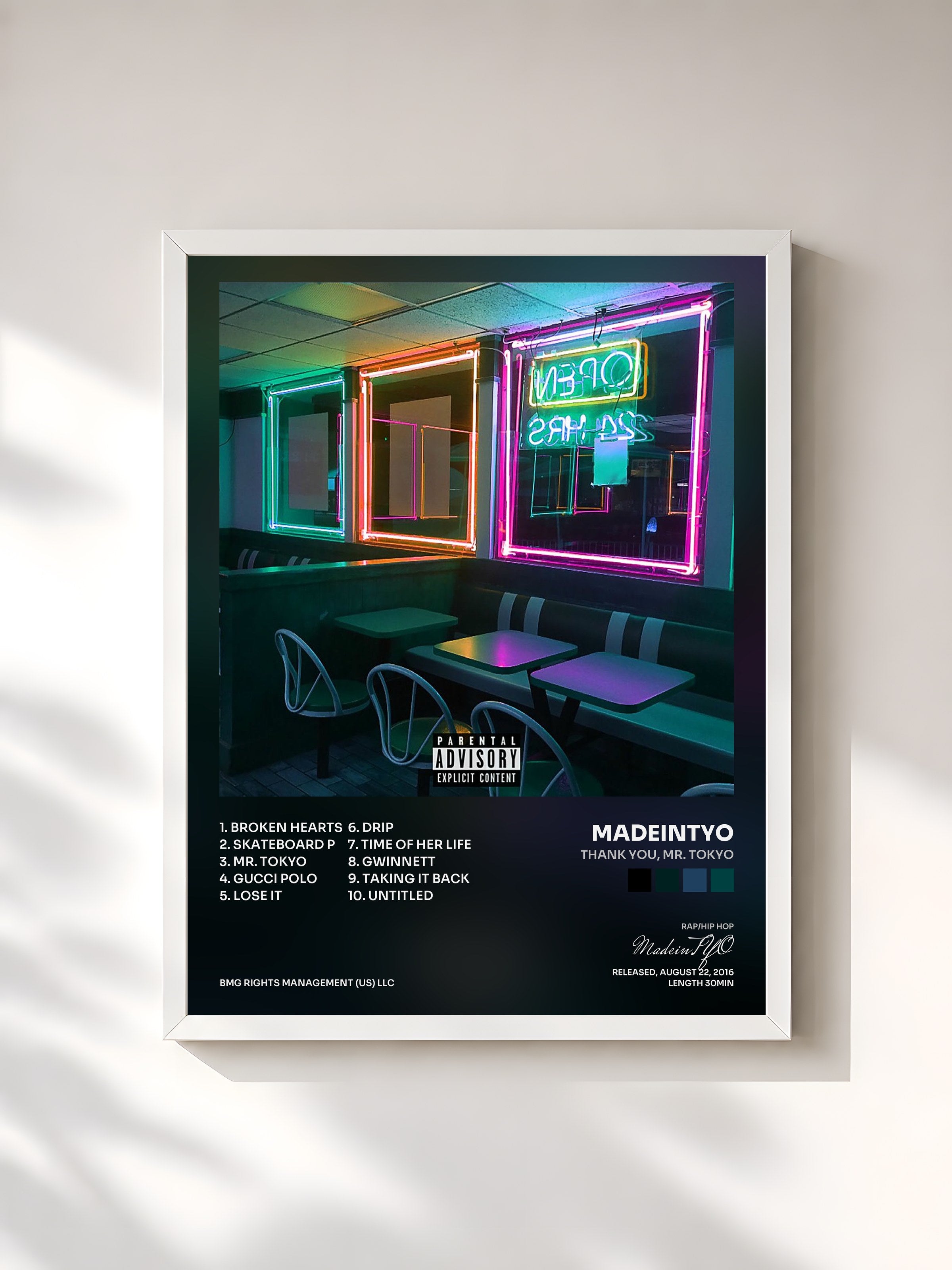 #blanc Tableau de l'album Thank You, Mr. Tokyo de MadeinTYO, cadre blanc, imprimé et encadré en France