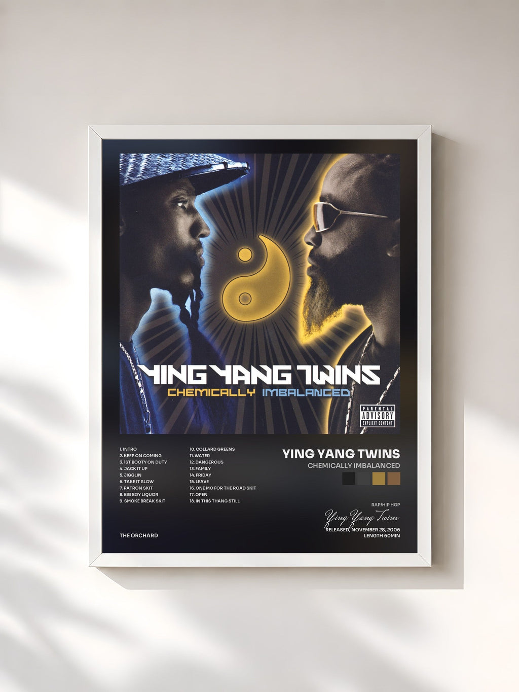 #blanc Chemically Imbalanced by Ying Yang Twins as a framed art print, white frame, printed and framed in France
