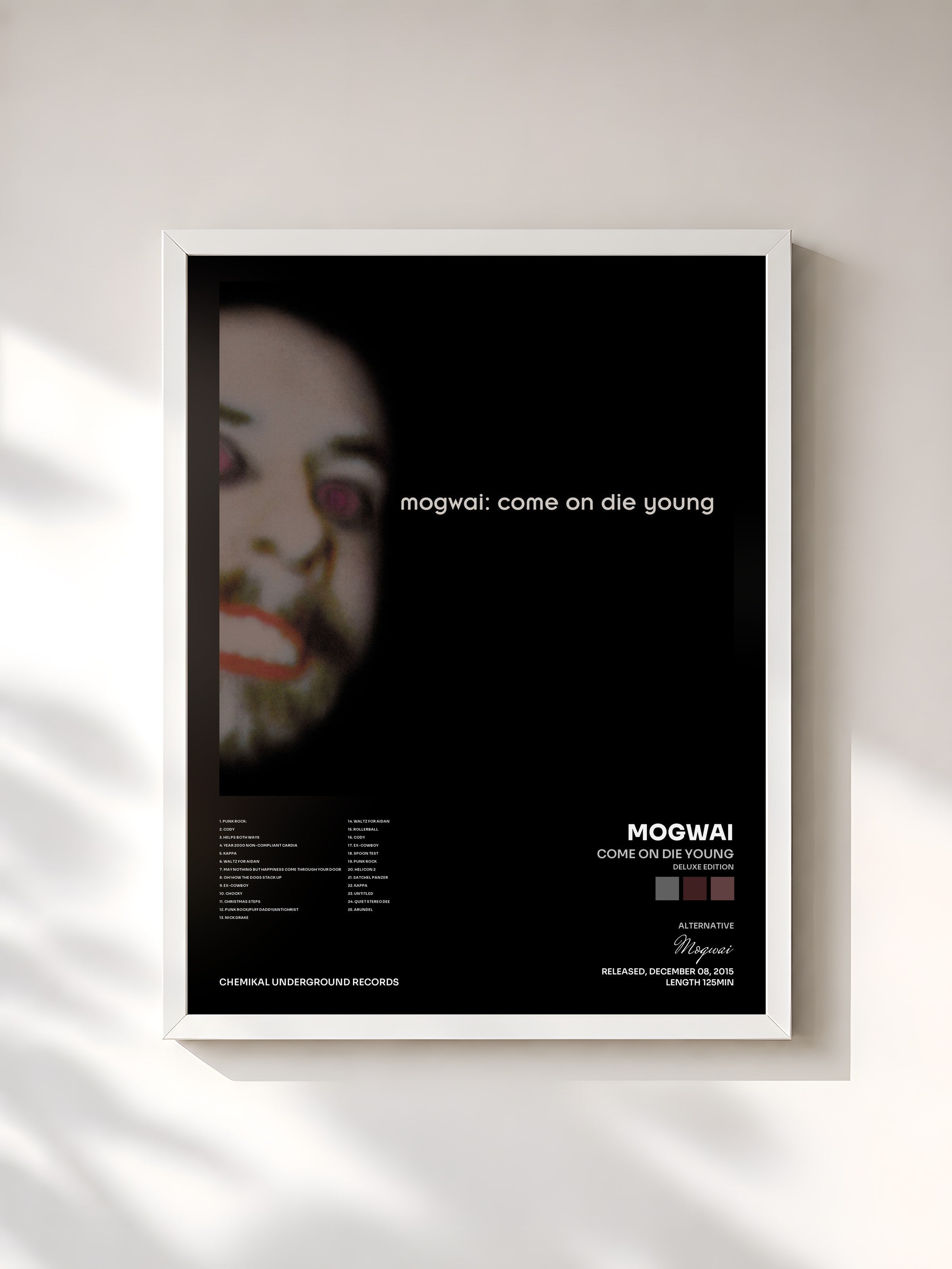 #blanc Tableau de l'album Come on Die Young (Deluxe Edition) de Mogwai, cadre blanc, imprimé et encadré en France