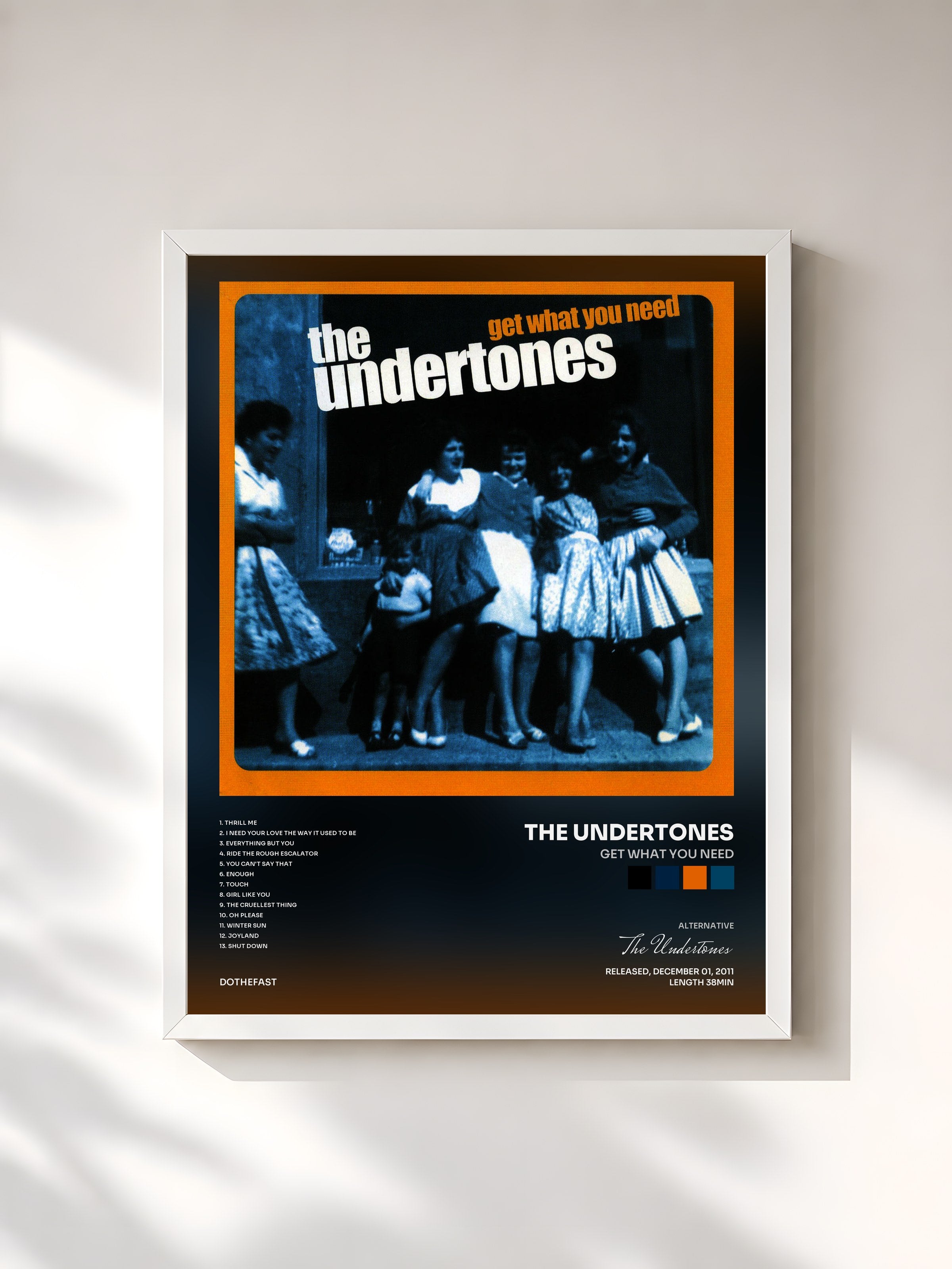 #blanc Tableau de l'album Get What You Need de The Undertones, cadre blanc, imprimé et encadré en France