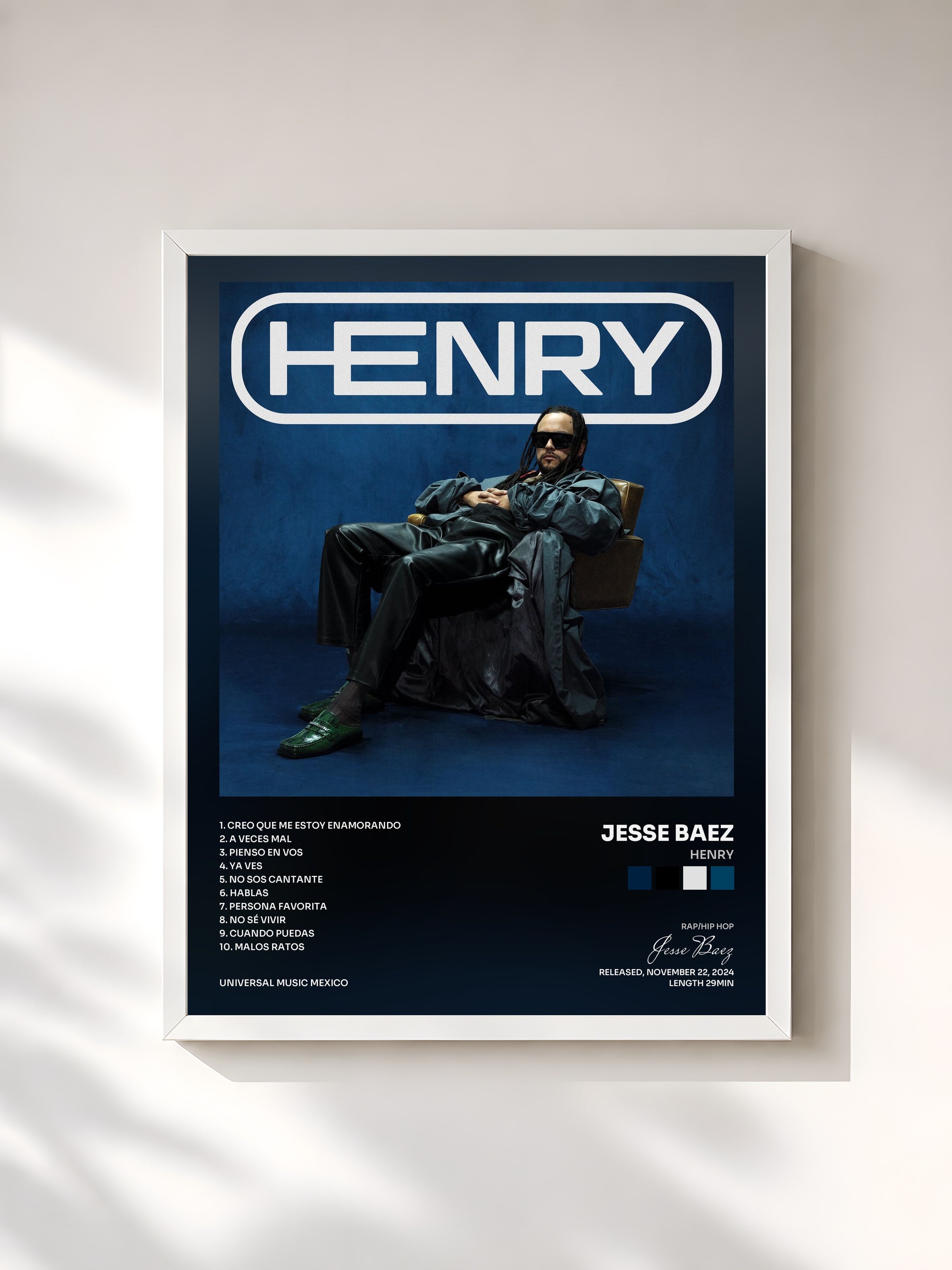 #blanc Tableau de l'album HENRY de Jesse Baez, cadre blanc, imprimé et encadré en France