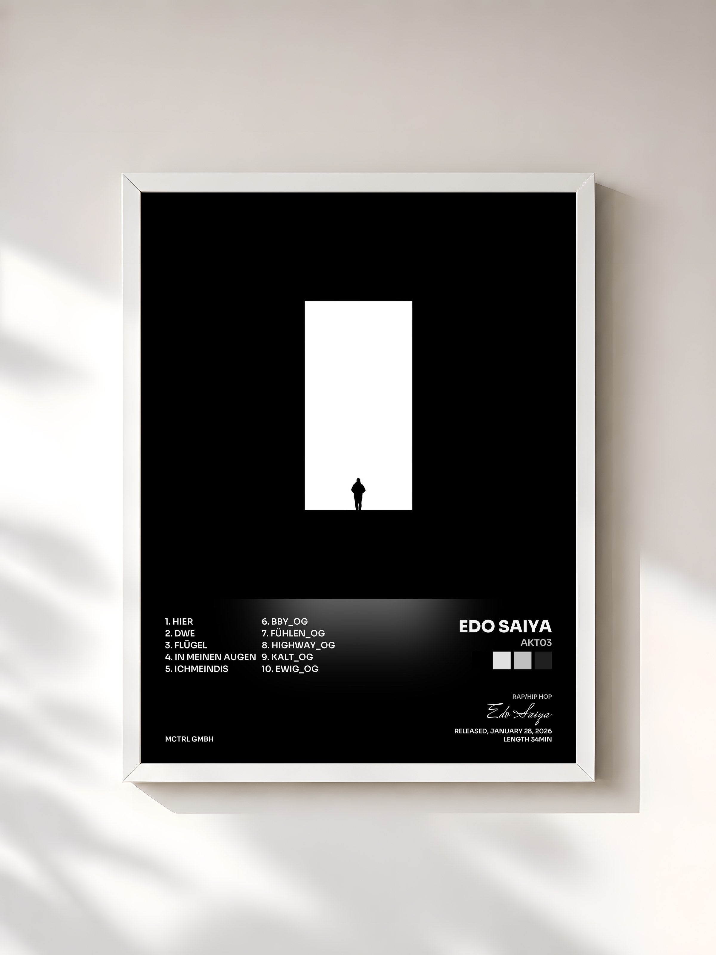 #blanc Tableau de l'album AKT03 de Edo Saiya, cadre blanc, imprimé et encadré en France