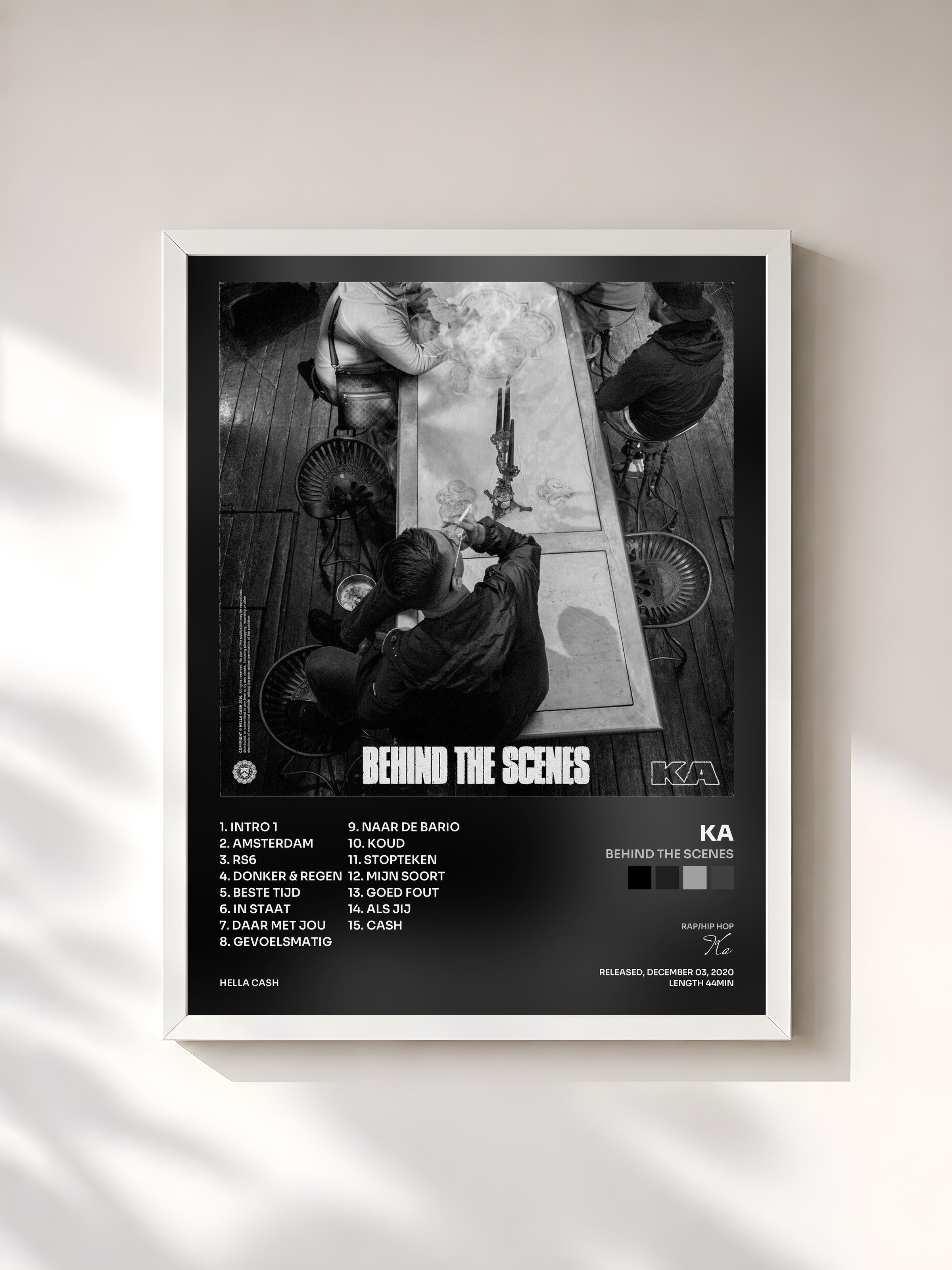 #blanc Tableau de l'album Behind The Scenes de Ka, cadre blanc, imprimé et encadré en France