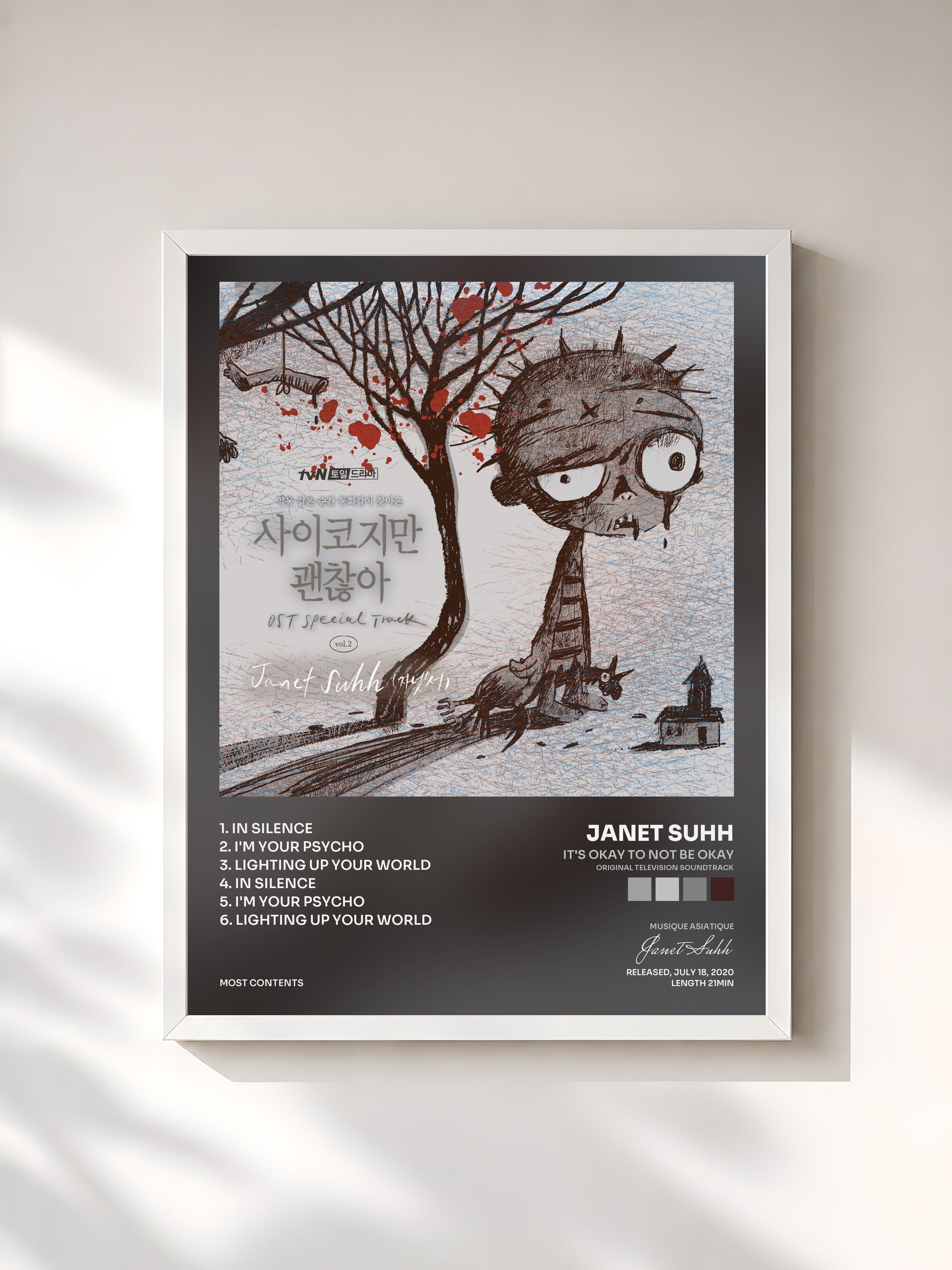 #blanc Tableau de l'album It's Okay to Not Be Okay (Original Television Soundtrack) Special Track vol.2 de Janet Suhh, cadre blanc, imprimé et encadré en France