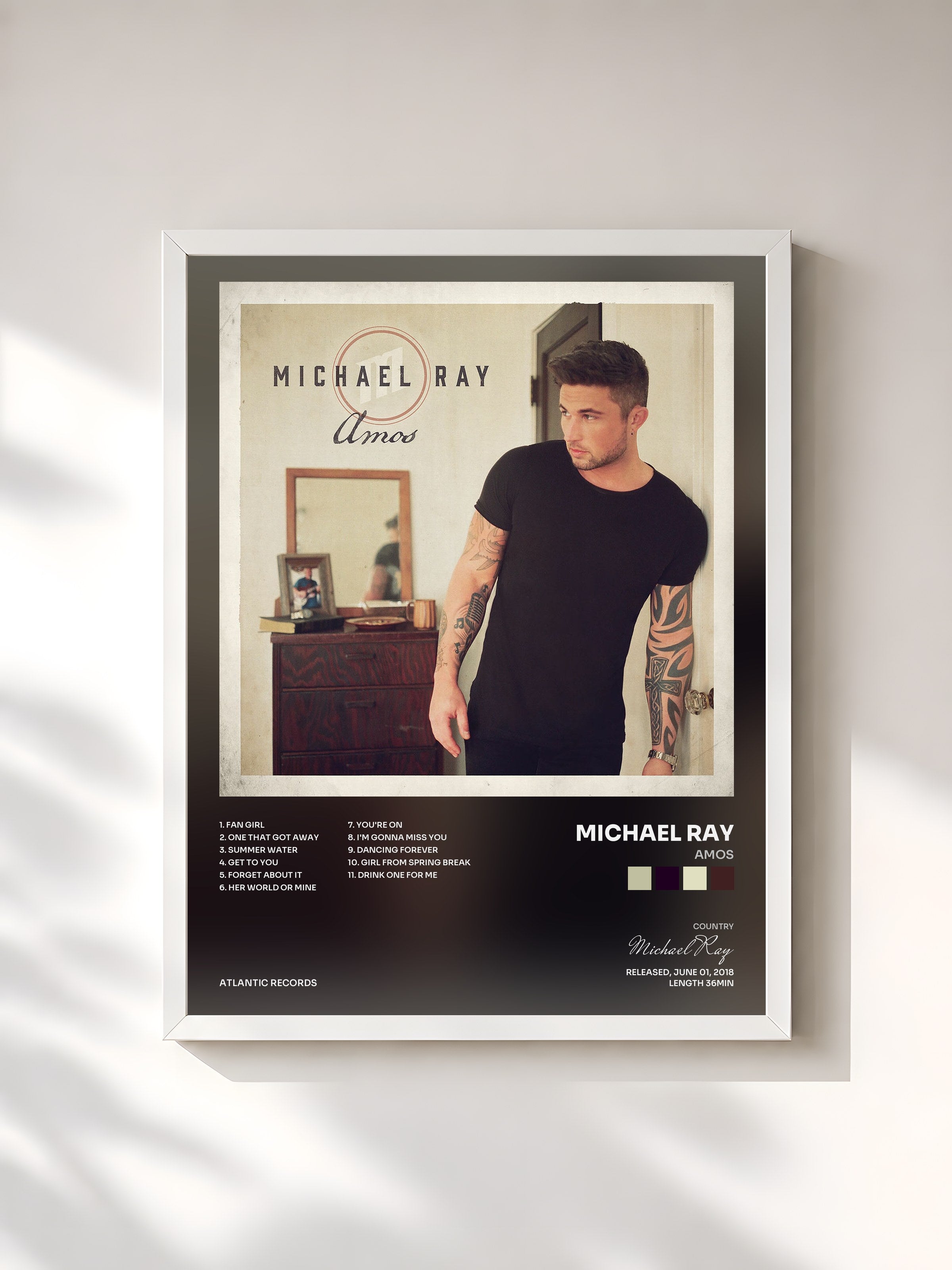 #blanc Tableau de l'album Amos de Michael Ray, cadre blanc, imprimé et encadré en France