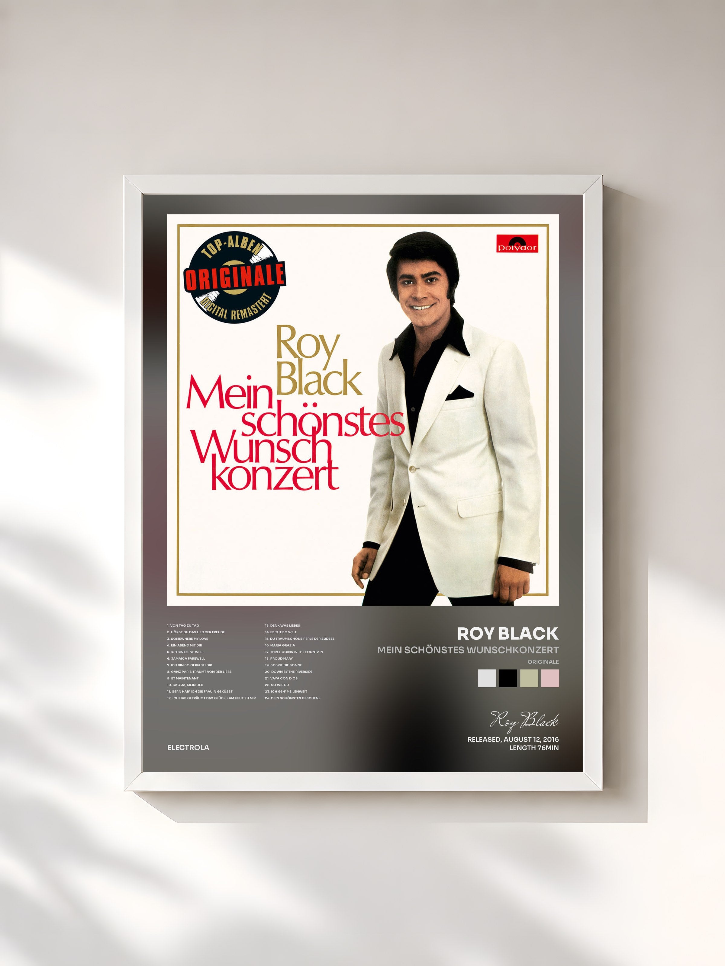 #blanc Tableau de l'album Mein schönstes Wunschkonzert (Originale) de Roy Black, cadre blanc, imprimé et encadré en France