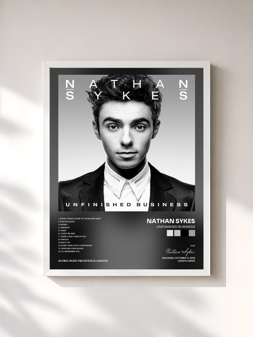#blanc Unfinished Business by Nathan Sykes as a framed art print, white frame, printed and framed in France