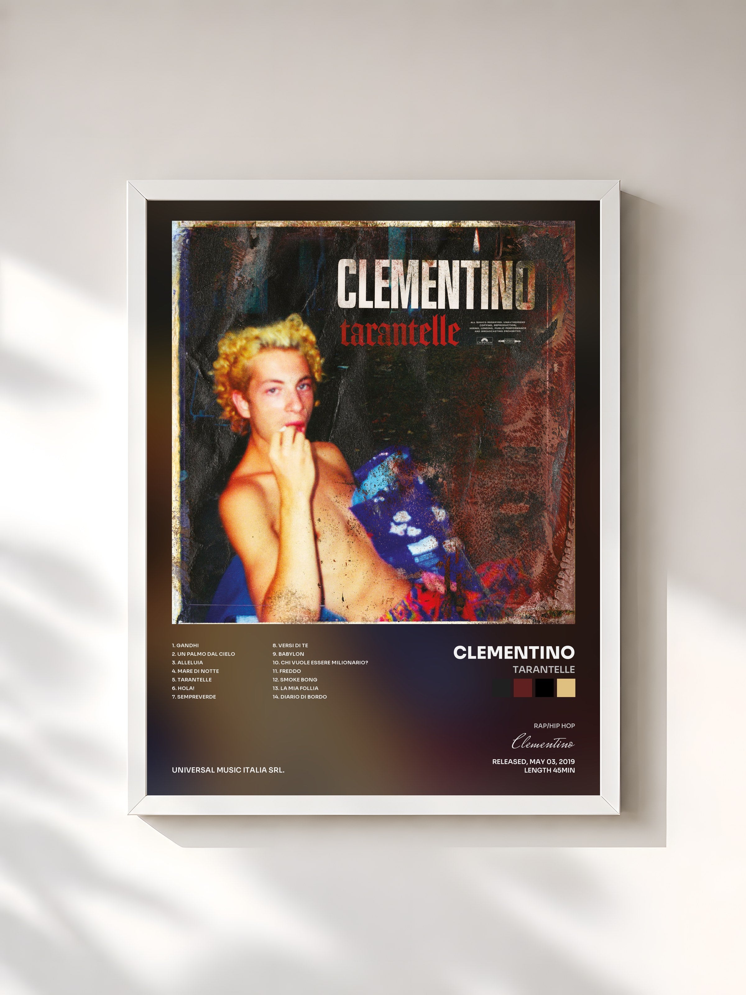 #blanc Tableau de l'album Tarantelle de Clementino, cadre blanc, imprimé et encadré en France