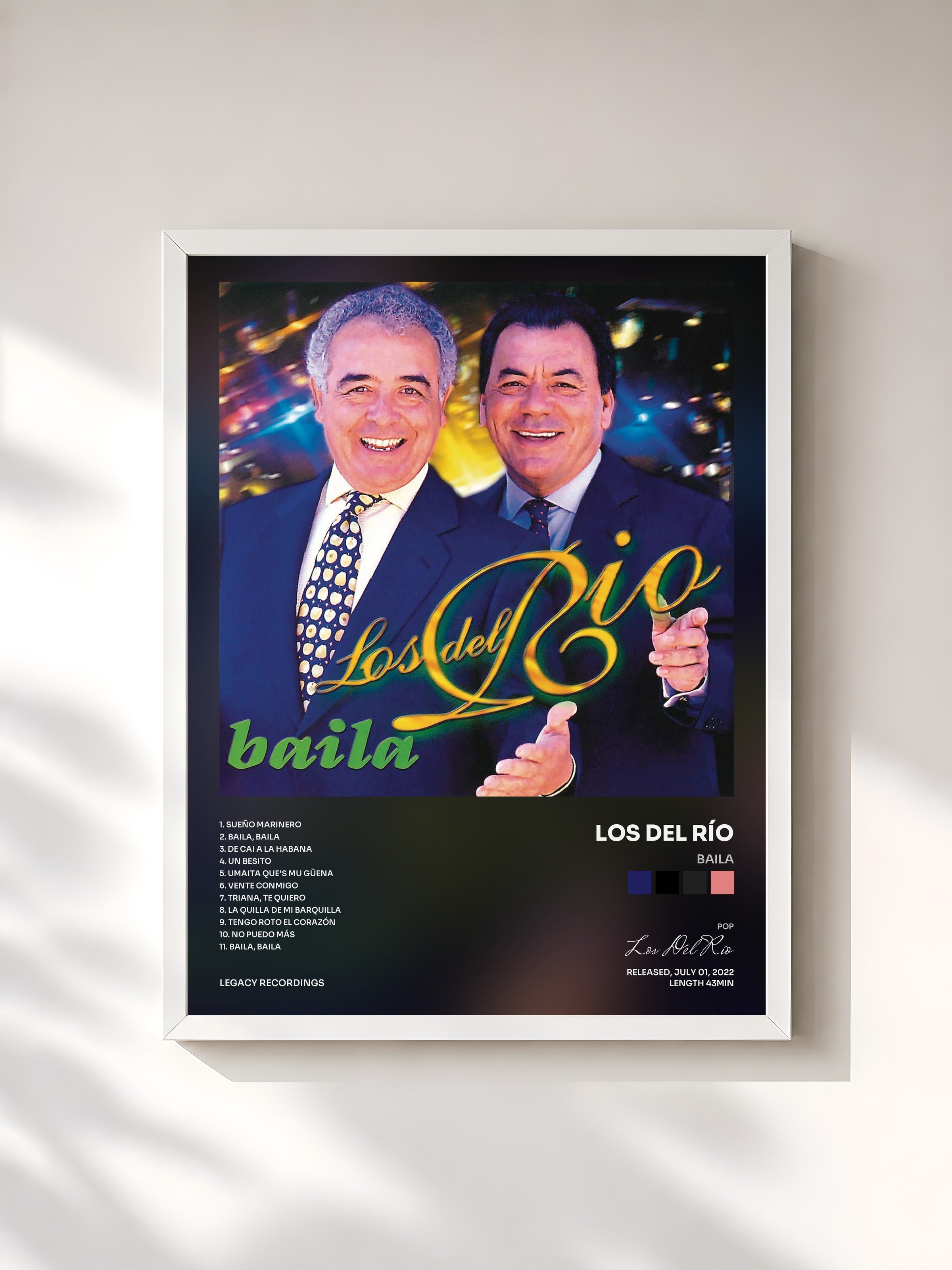 #blanc Tableau de l'album Baila de Los Del Río, cadre blanc, imprimé et encadré en France