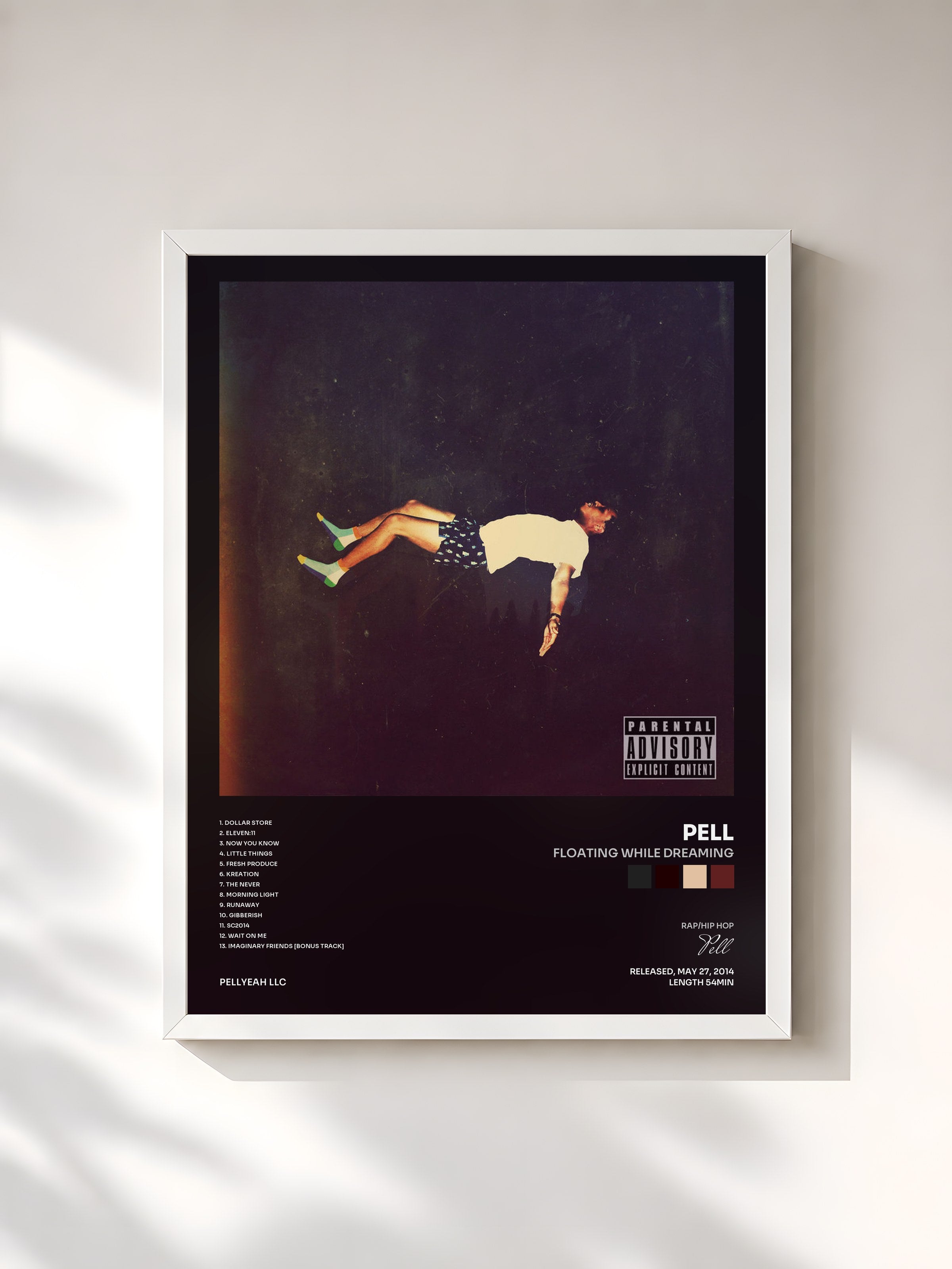 #blanc Tableau de l'album Floating While Dreaming de Pell, cadre blanc, imprimé et encadré en France